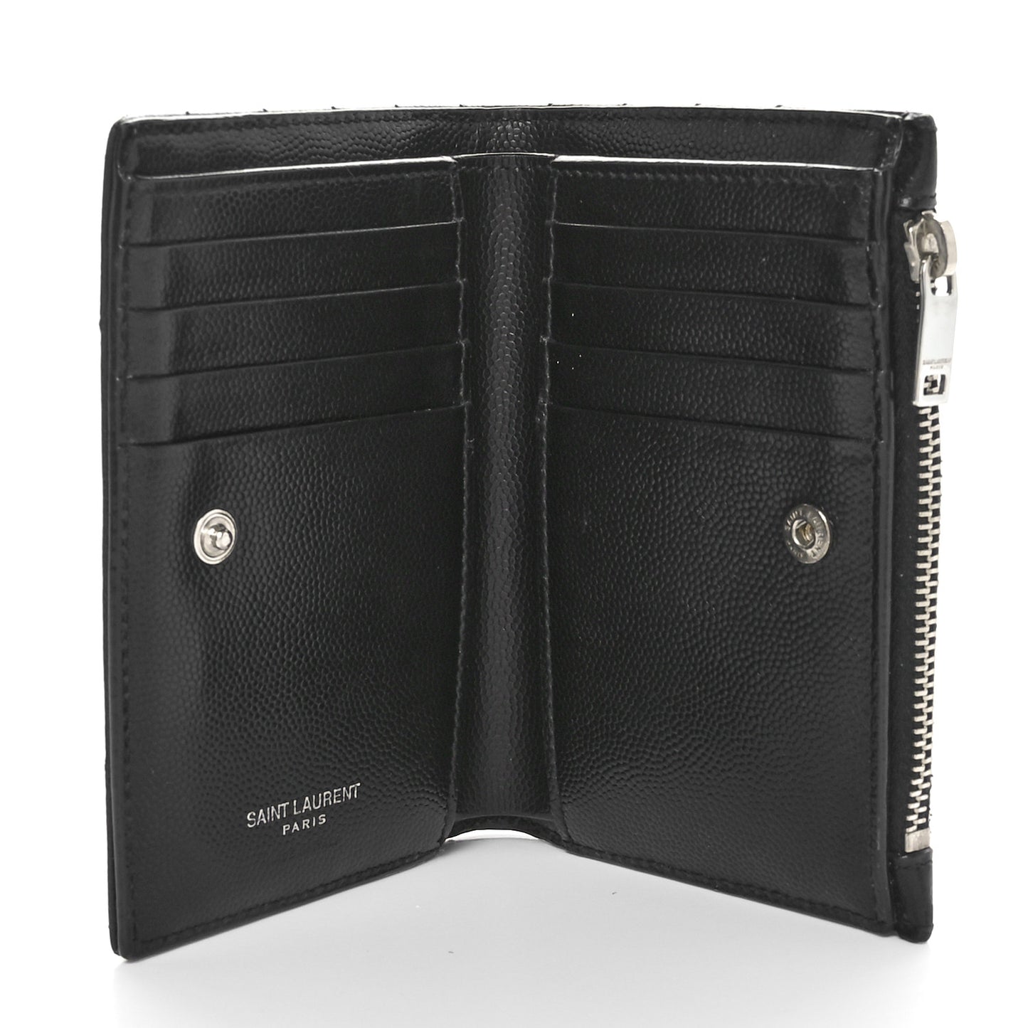 Grain De Poudre Matelasse Chevron Monogram Zipped Two-Part Wallet Black