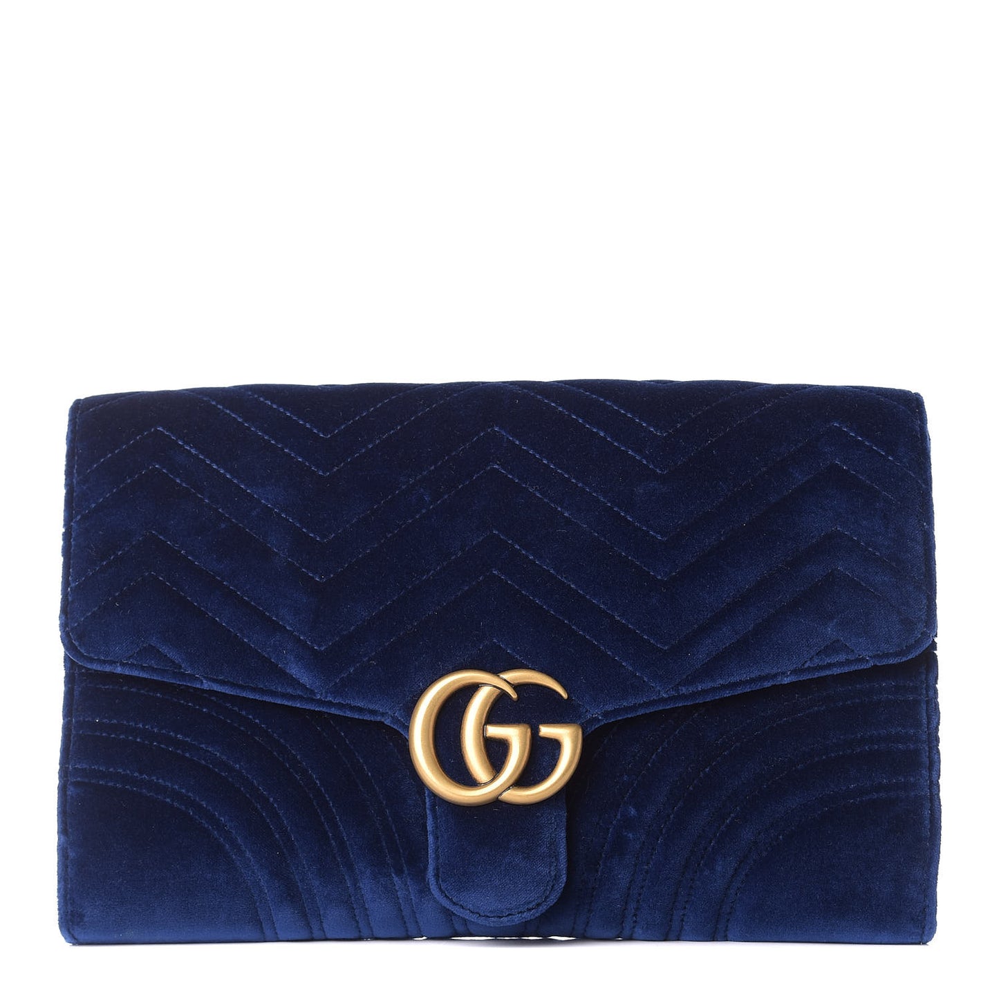 Velvet Matelasse GG Marmont Clutch Cobalt Blue