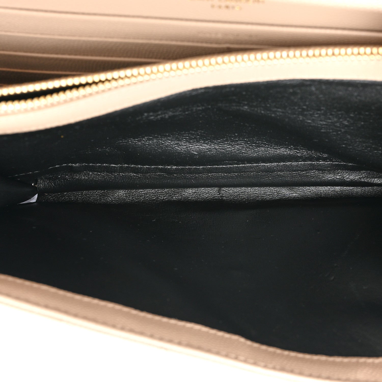Saint Laurent Grain De Poudre Matelasse Chevron Monogram Chain Wallet Dark Beige 5 of 12
