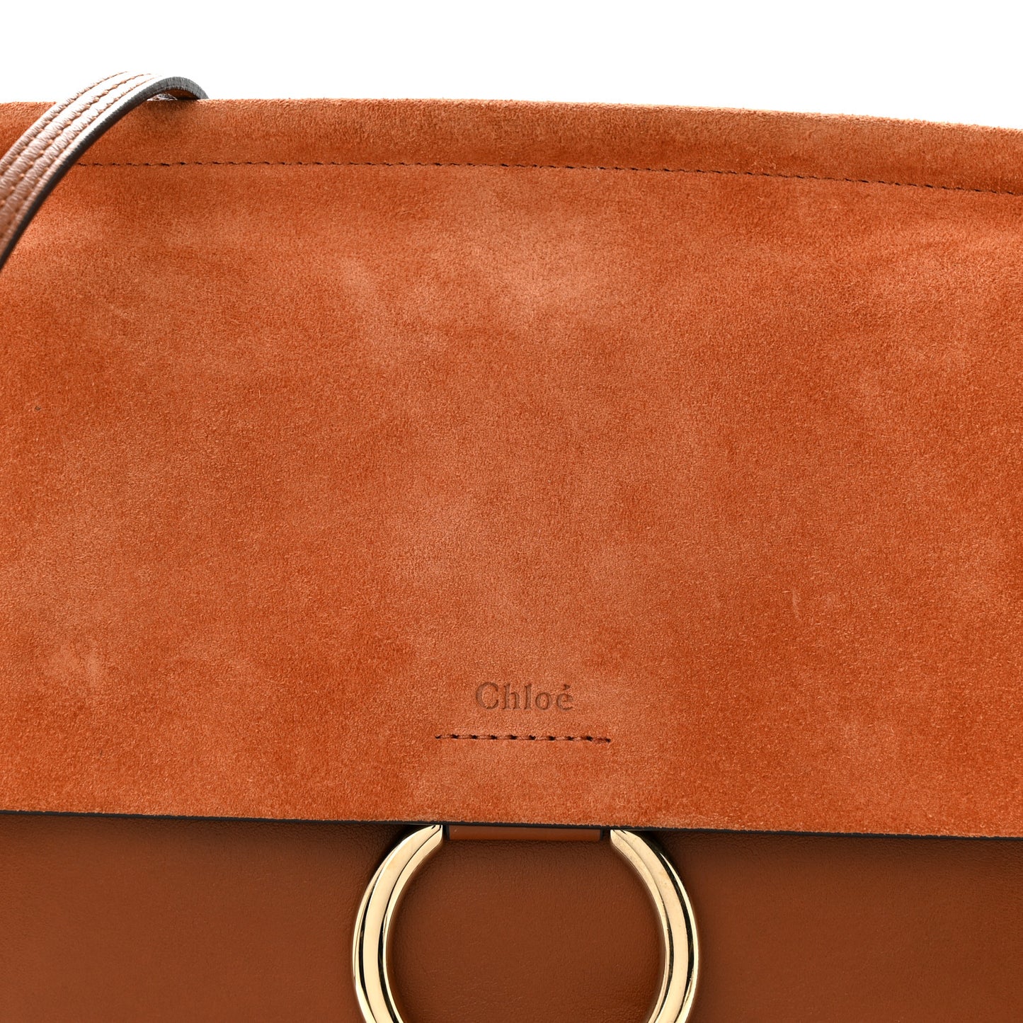 Suede Calfskin Medium Faye Shoulder Bag Tobacco