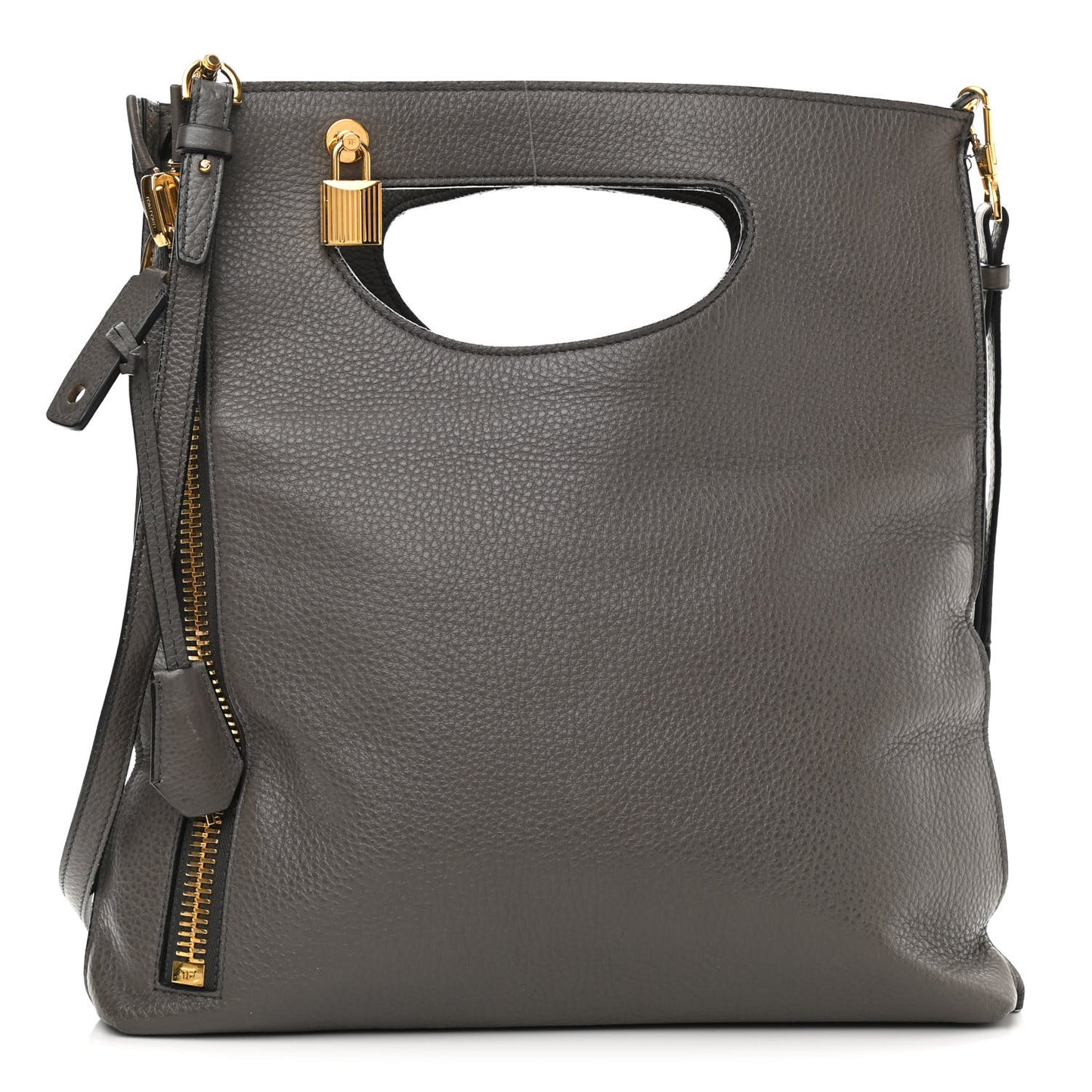 Grained Calfskin Alix Padlock Zip Tote Graphite