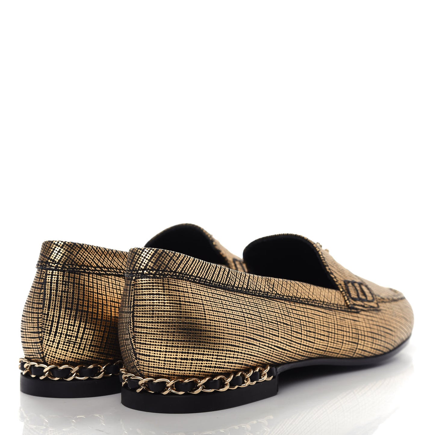 Fantasy Calfskin CC Chain Mocassin Loafers 37.5 Gold