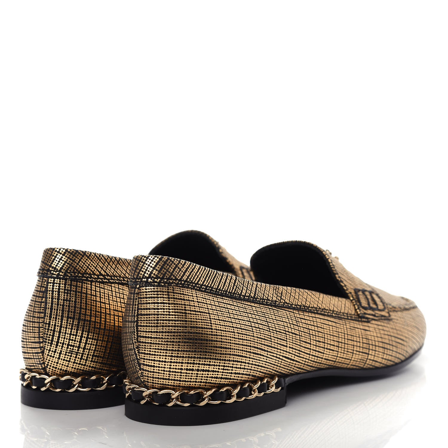 Chanel Fantasy Calfskin CC Chain Mocassin Loafers 37.5 Gold 4 of 11