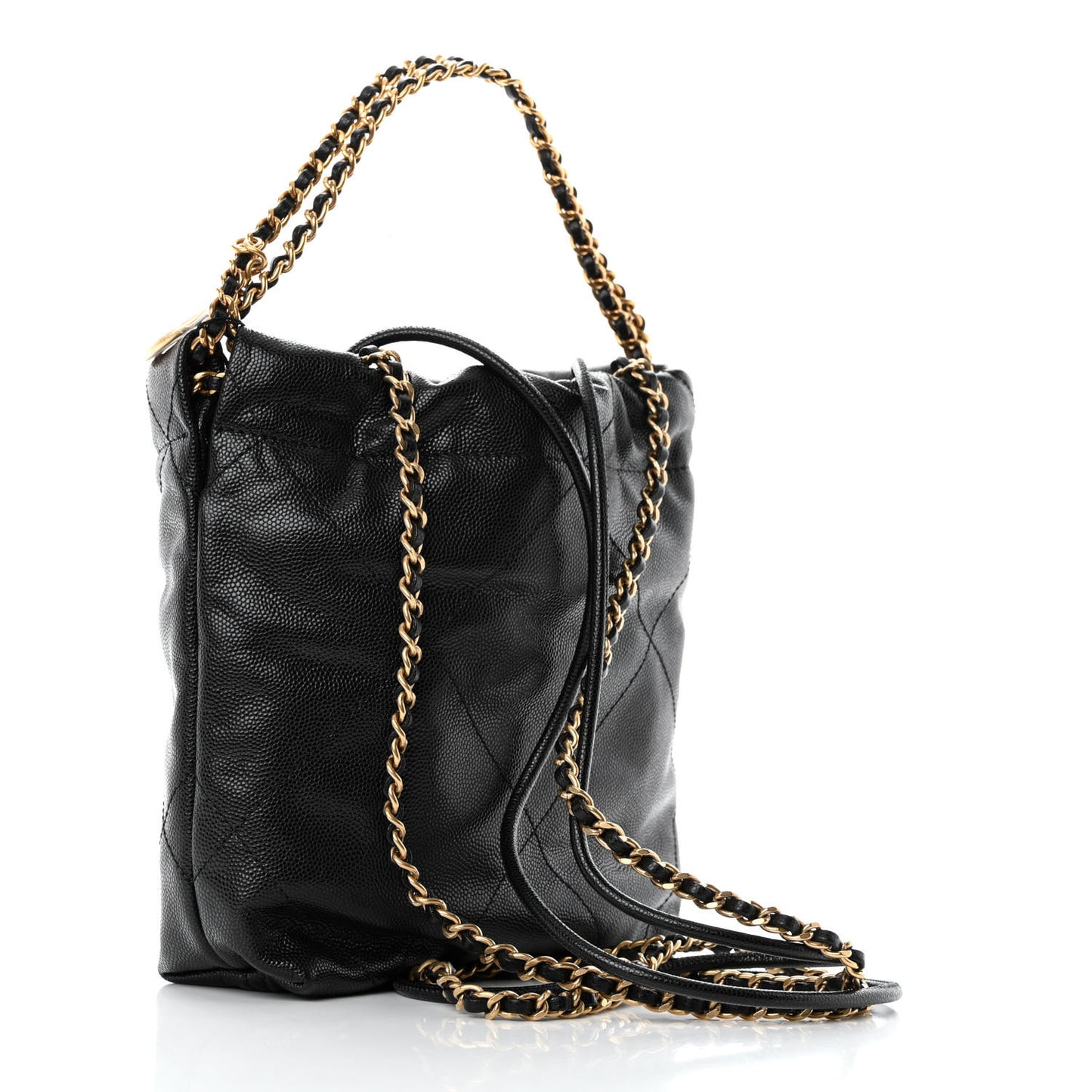 Shiny Caviar Quilted Monochrome Mini Chanel 22 Black