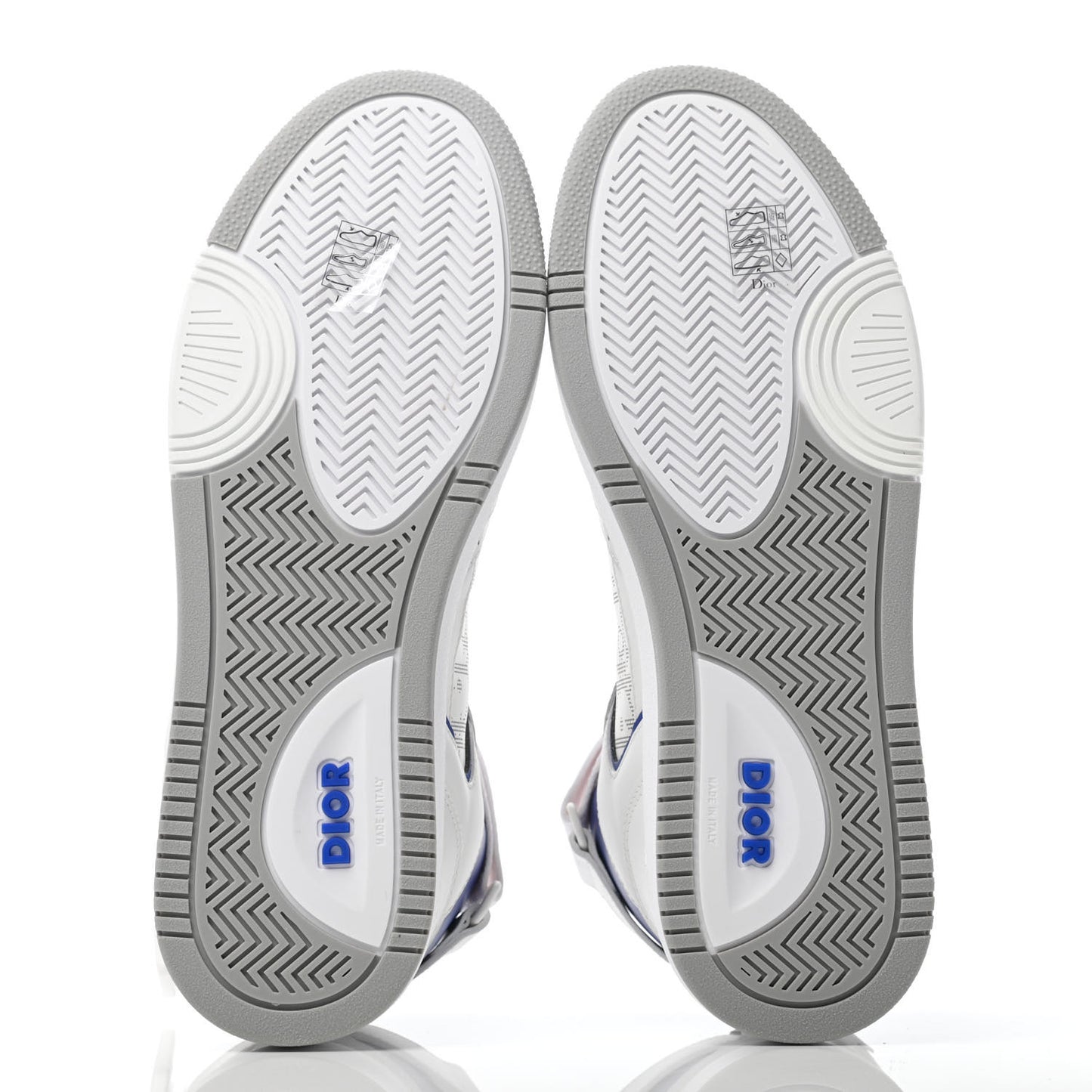 Smooth Calfskin Oblique Galaxy Perforated Mens B27 Mid Top Sneakers 43 White Blue