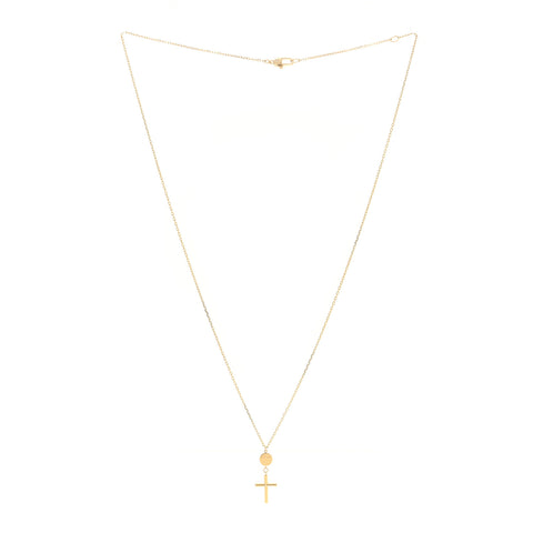 18K Yellow Gold Cross Pendant Necklace