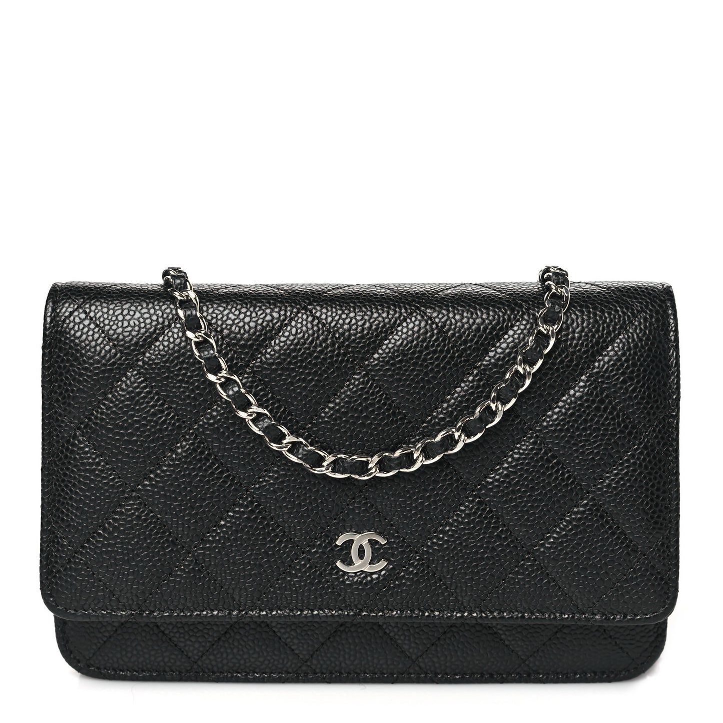 Caviar Quilted Wallet on Chain WOC Black