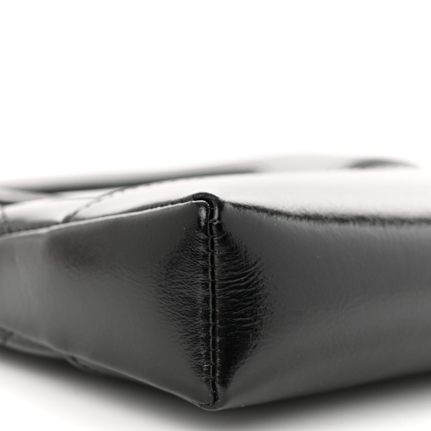 Shiny Crumpled Calfskin Quilted Nano 31 Shopping Bag Black