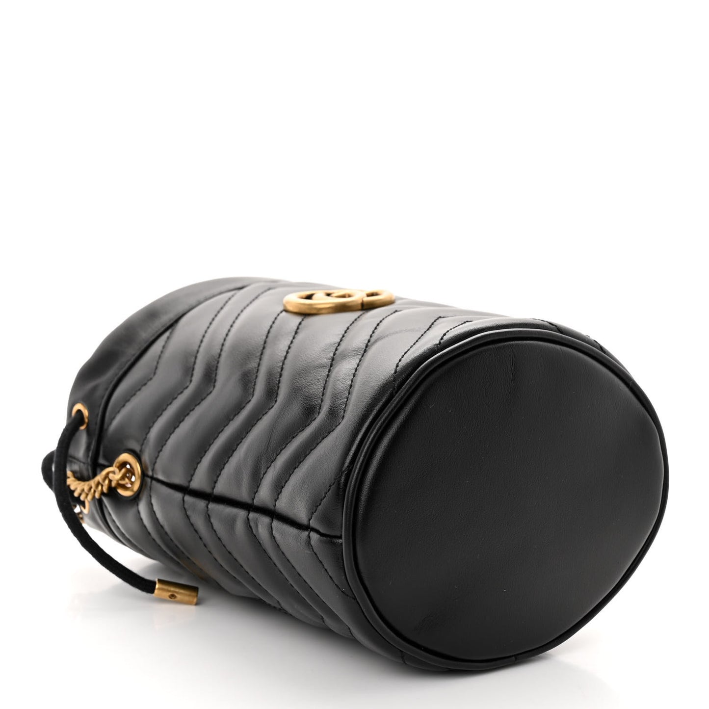 Calfskin Matelasse Mini GG Marmont 2.0 Bucket Bag Black