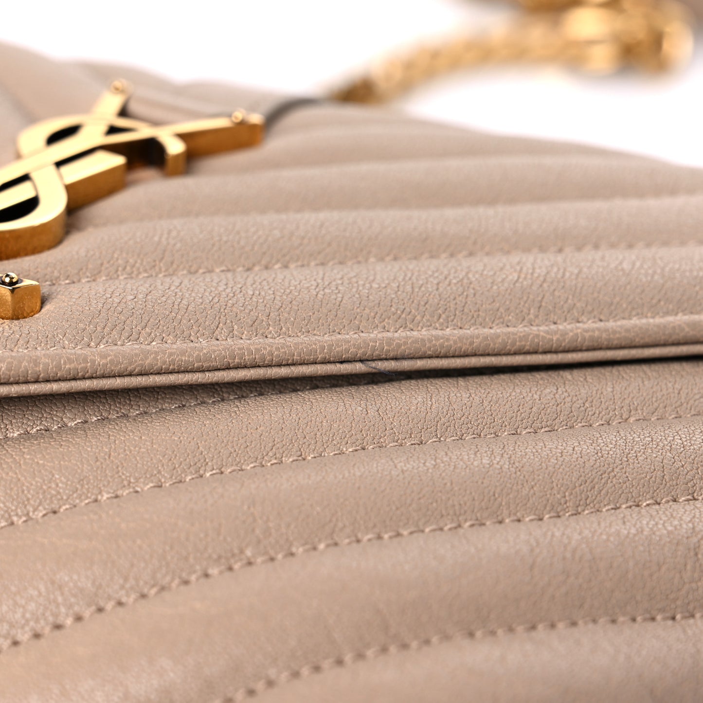 Sheepskin Matelasse Chevron Monogram Medium College Bag Dark Beige