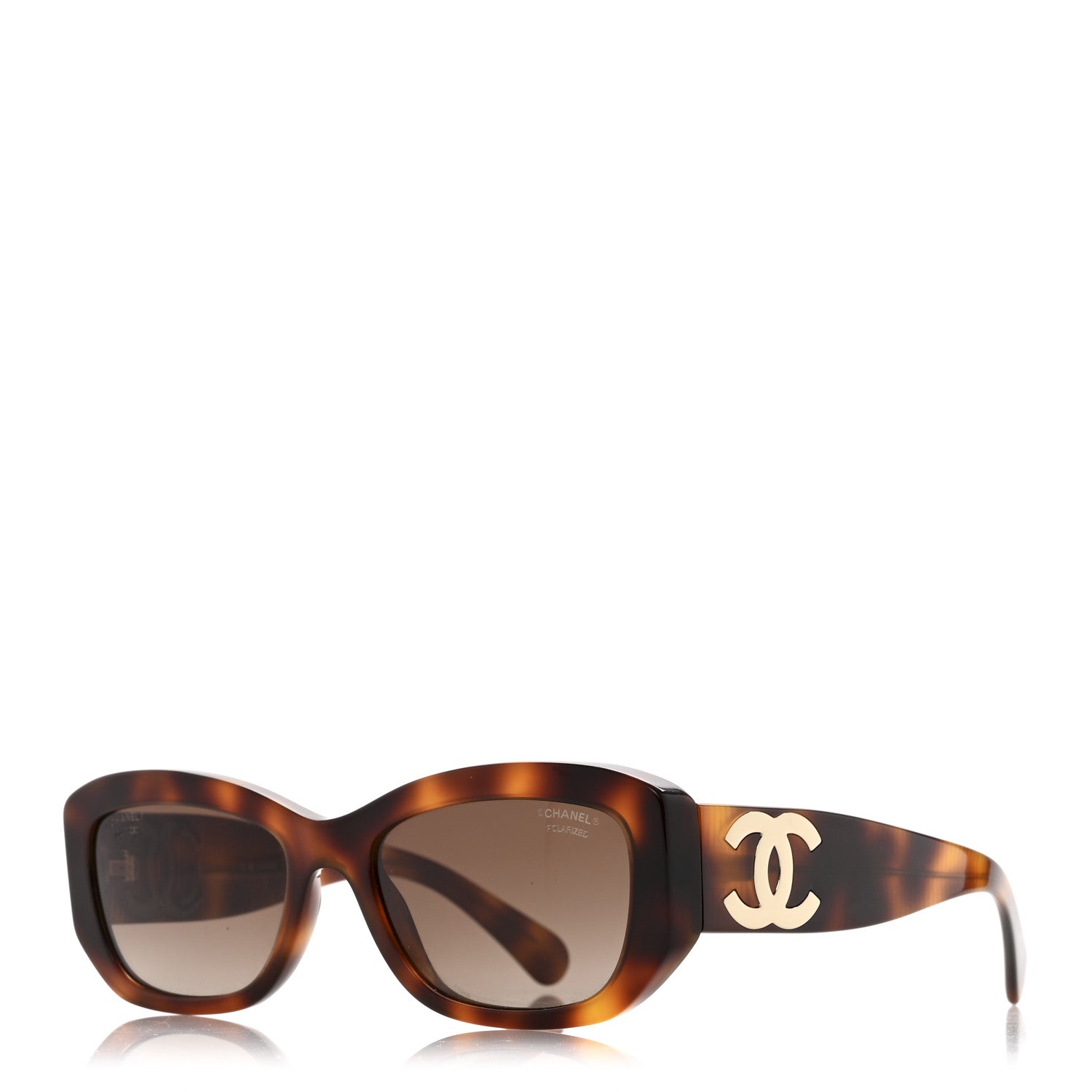 Chanel Acetate Polarized Rectangle Sunglasses 5493 Tortoise
