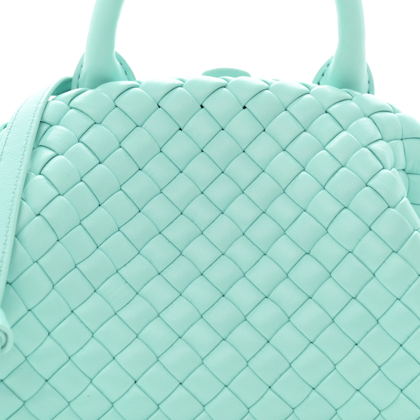 Nappa Intreccio Mini Padded Handle Bag Celadon