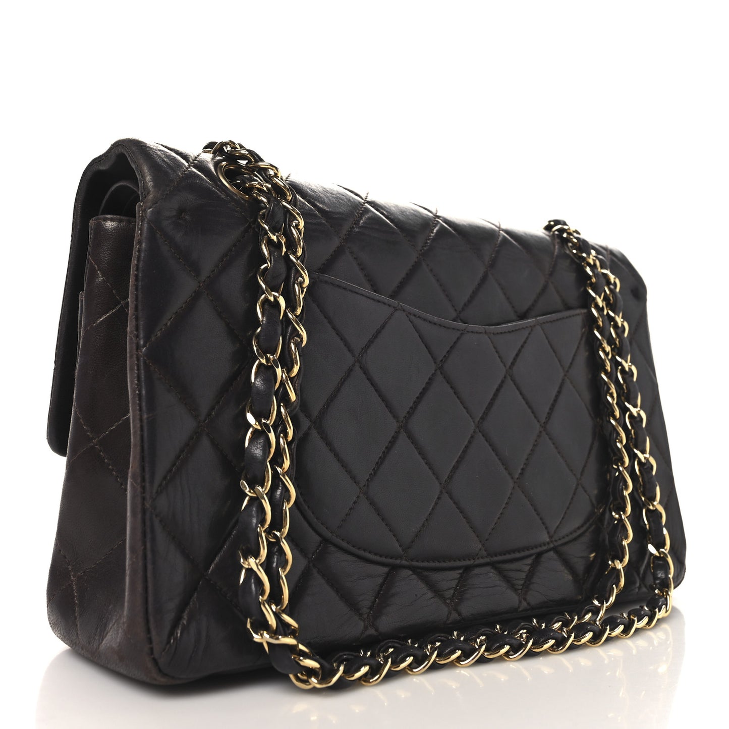 Lambskin Quilted Medium Double Flap Burgundy