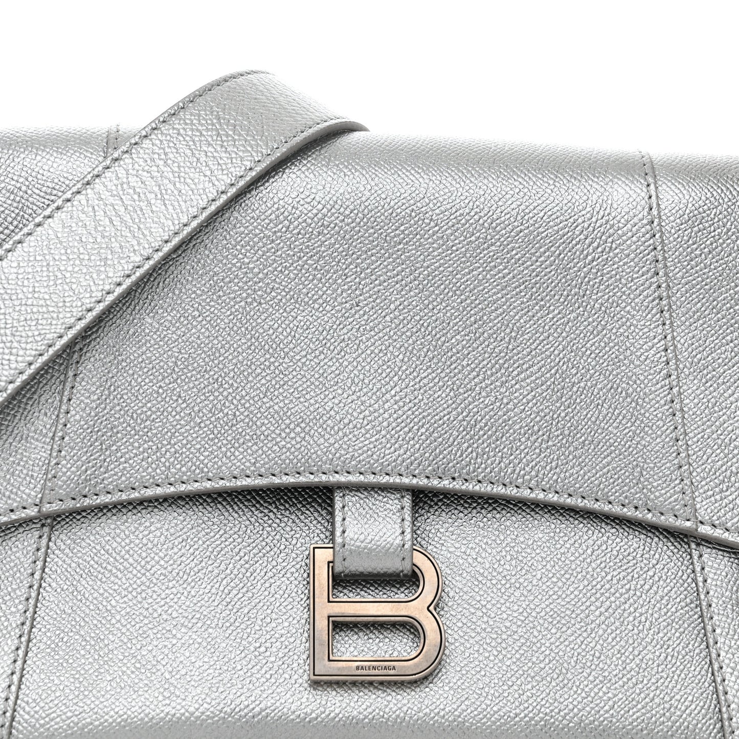 Metallic Soft Textured Calfskin Small Downtown Shoulder Bag Silver