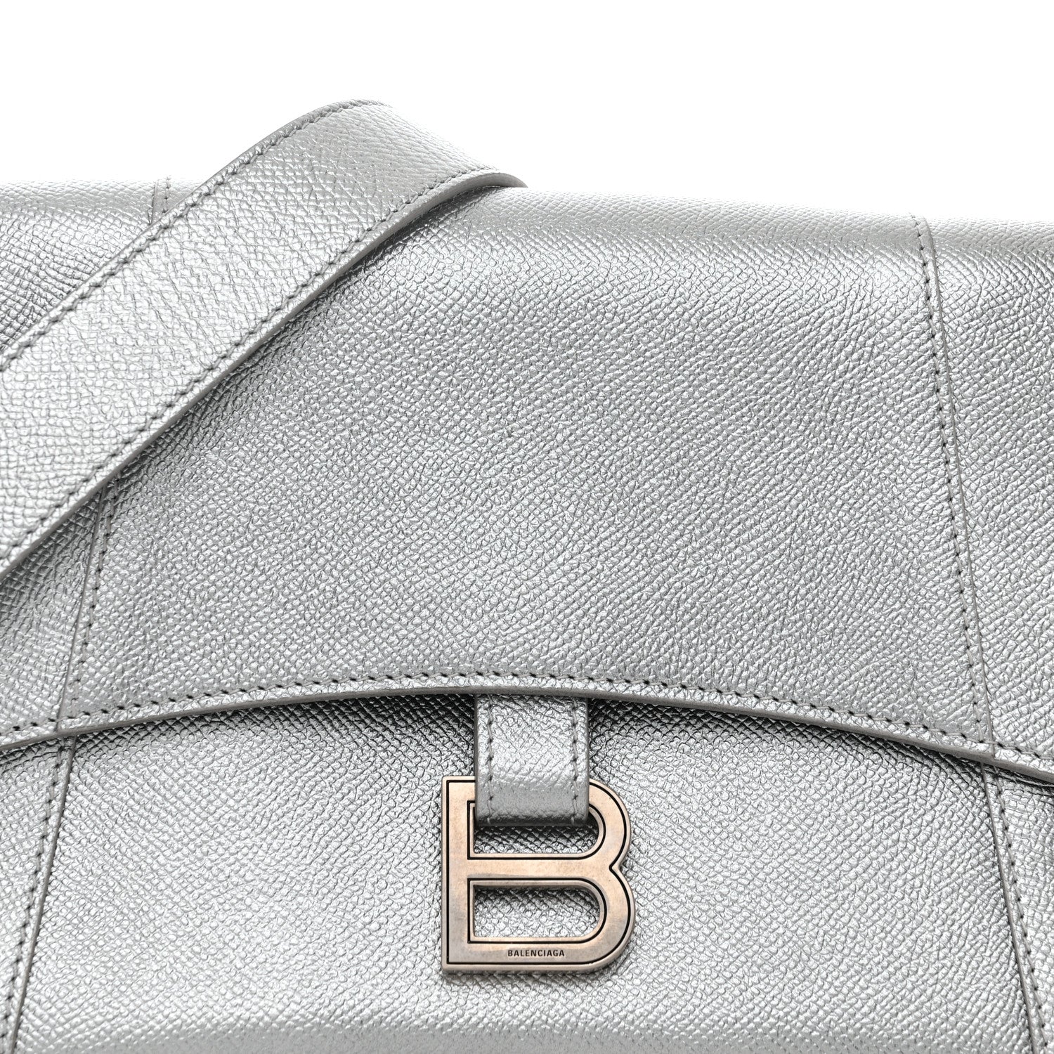 Balenciaga Metallic Soft Textured Calfskin Small Downtown Shoulder Bag Silver 7 of 10