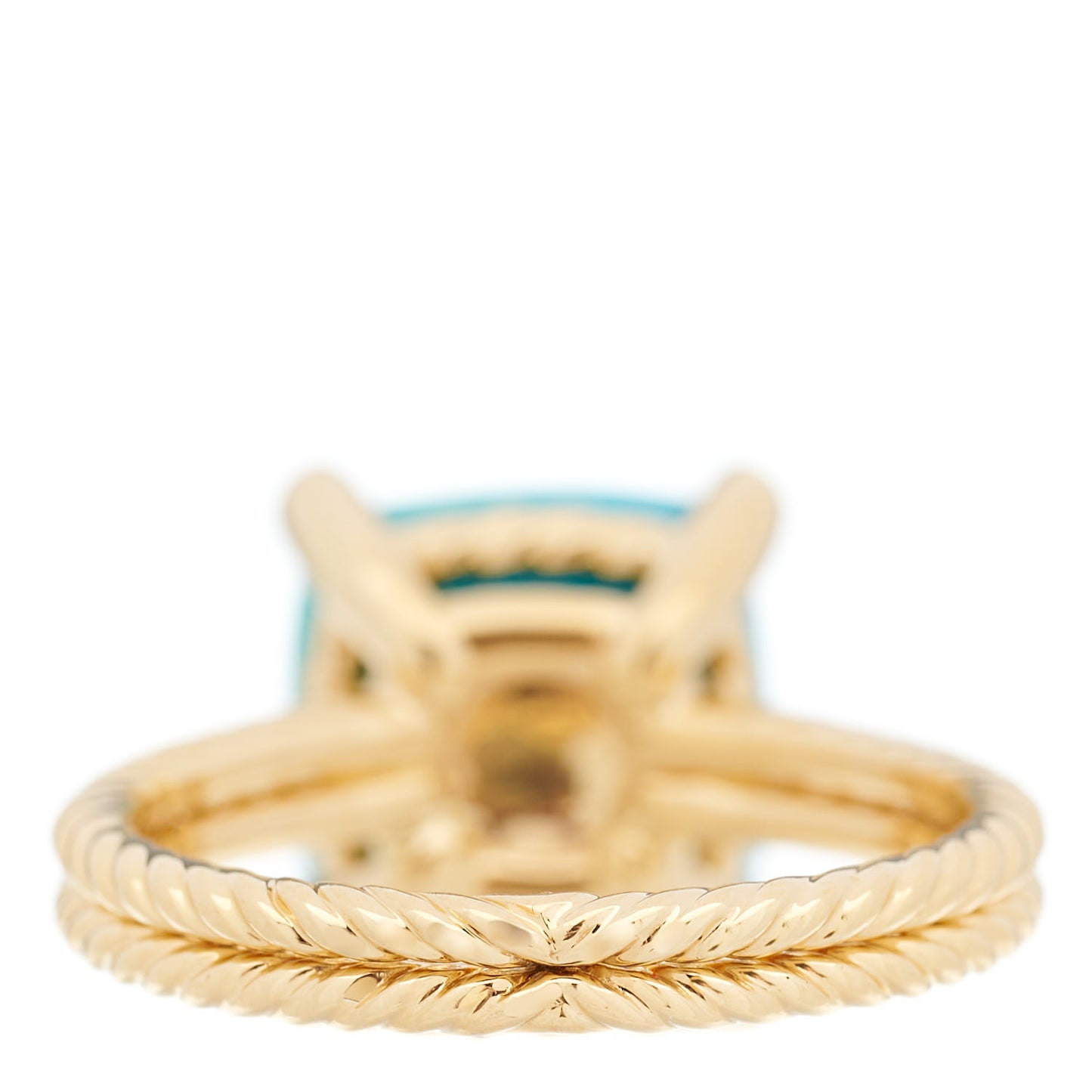 18K Yellow Gold Diamond Turquoise 11mm Chatelaine Ring 54 7
