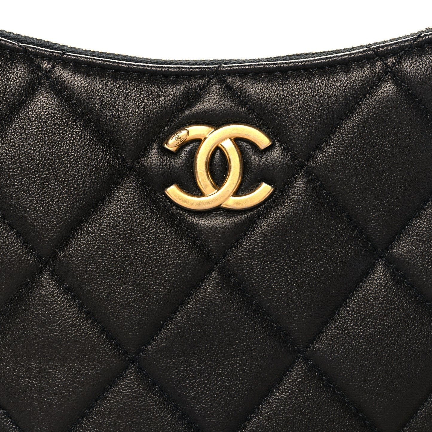 Lambskin Quilted CC Chain Hobo Black