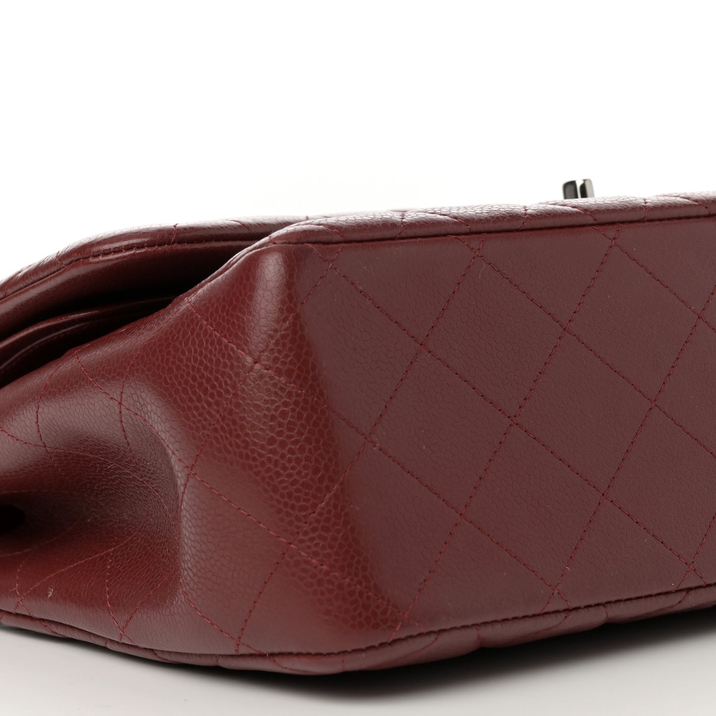 Caviar Quilted Jumbo Double Flap Dark Red