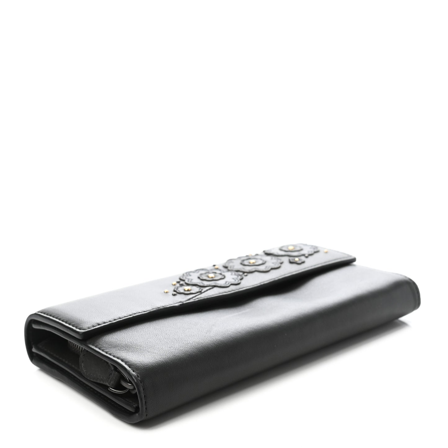 Nappa Flowers Continental Flap Wallet Grey