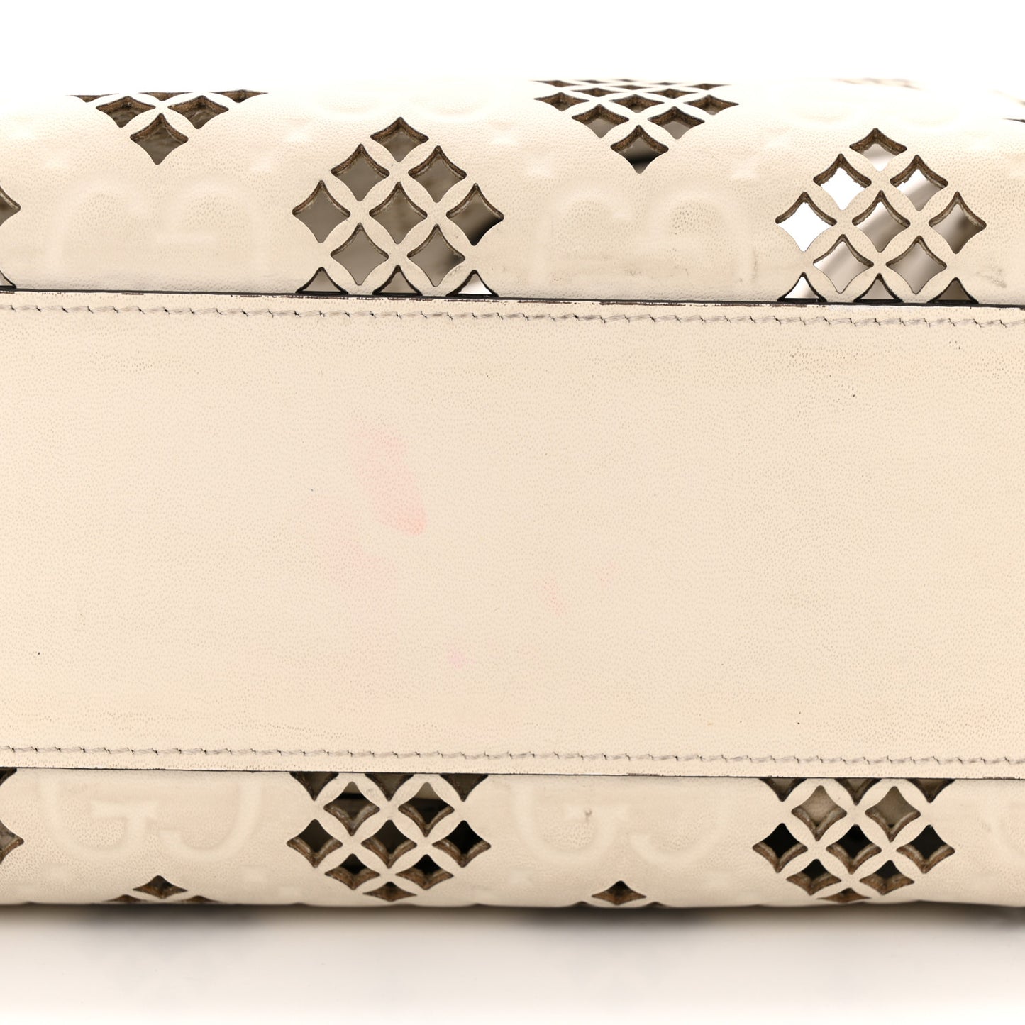 Calfskin GG Monogram Diamond Cut Small Ophidia Tote Bag Off White