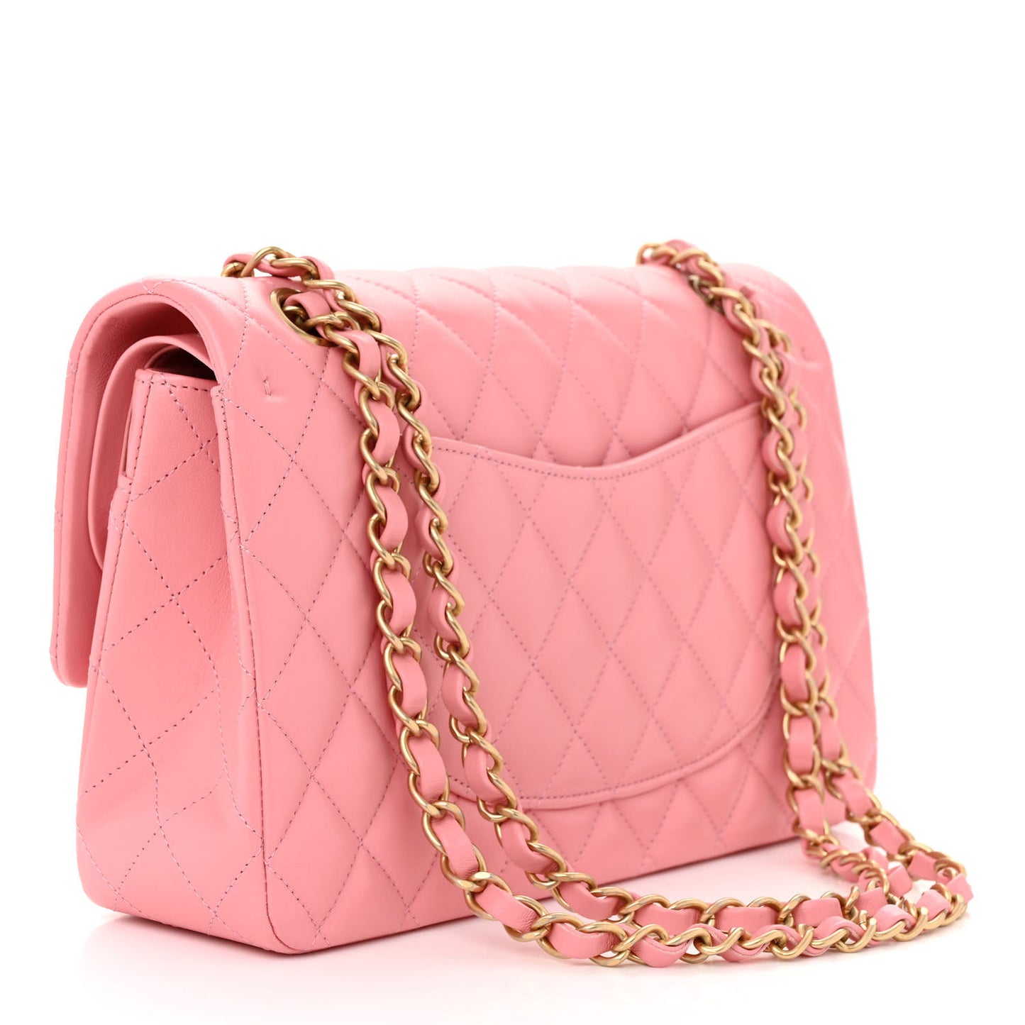 Lambskin Quilted Medium Double Flap Rose Pink