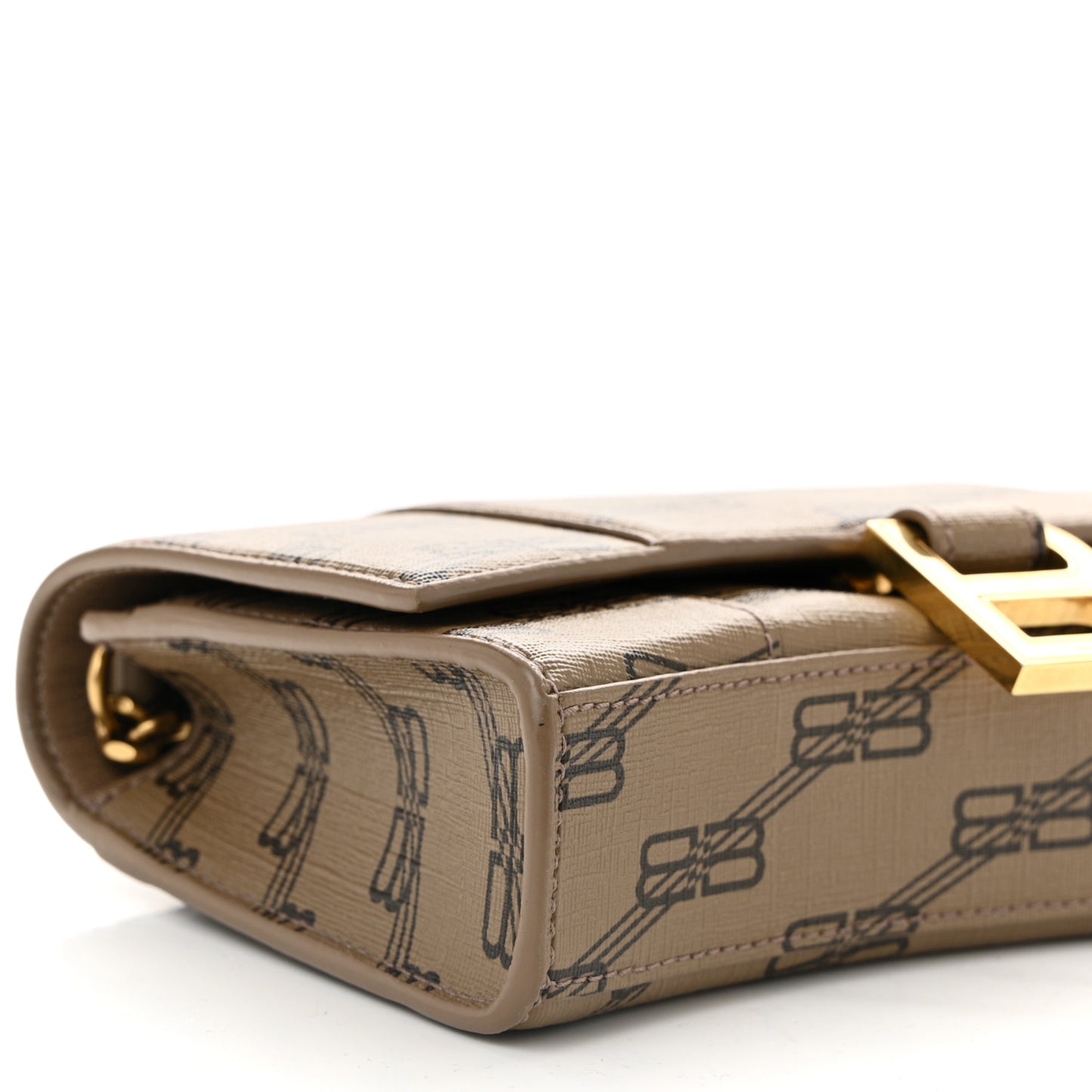 Coated Canvas BB Monogram Hourglass Chain Bag Beige Brown
