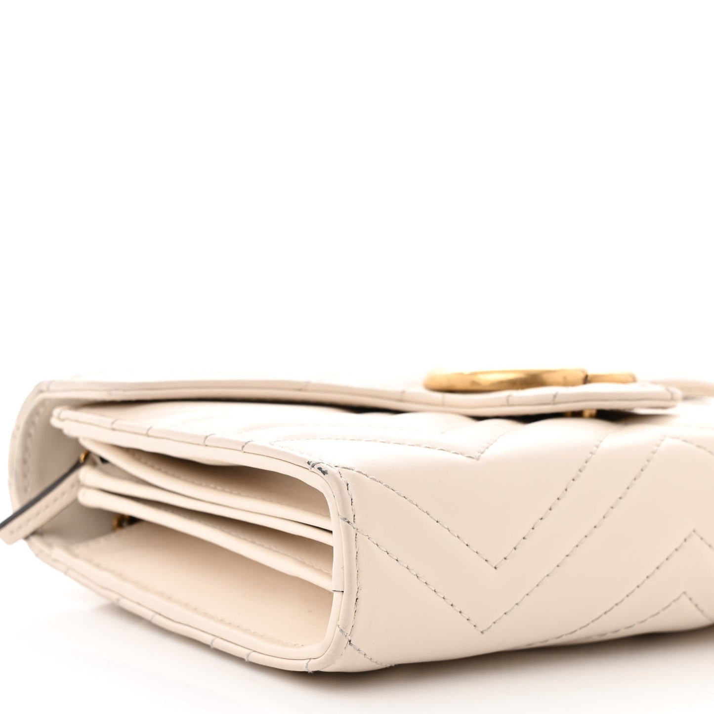 Calfskin Matelasse GG Marmont Chain Wallet Mystic White