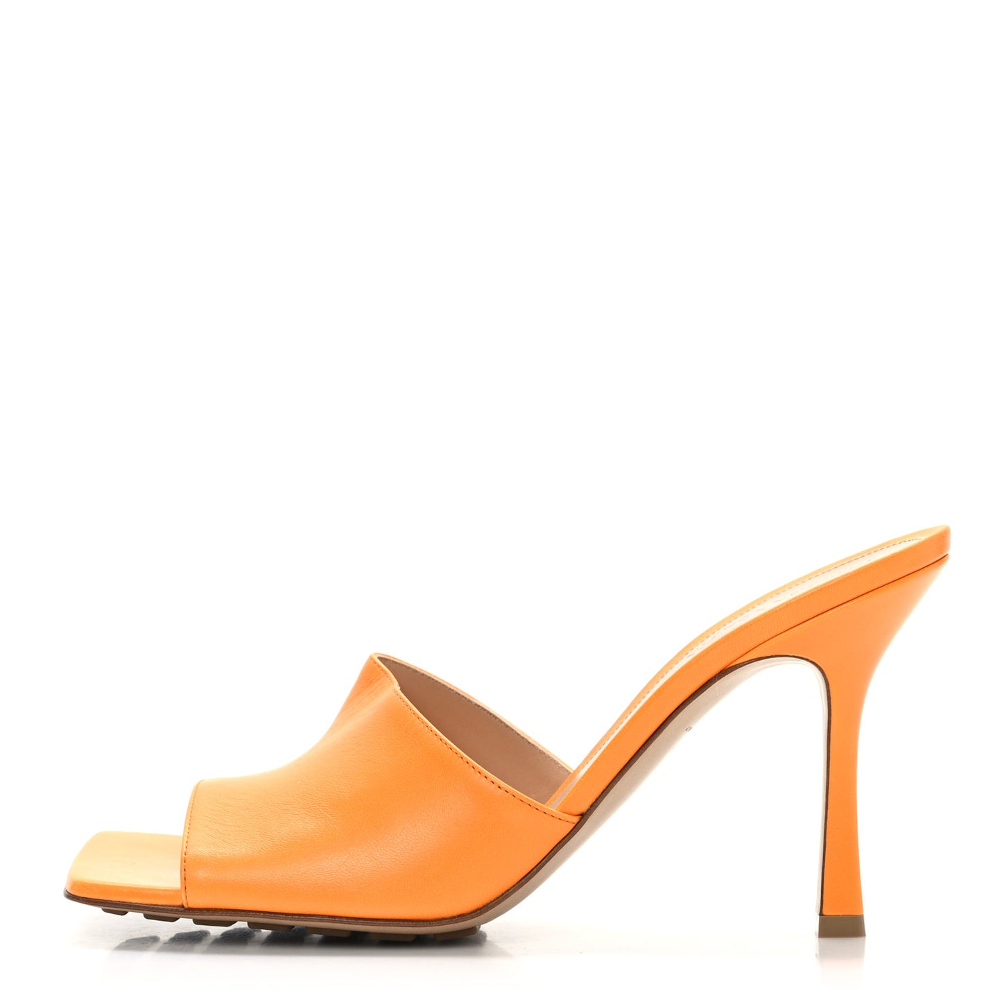 Lambskin Stretch 90mm Mule Sandals 40.5 Tangerine