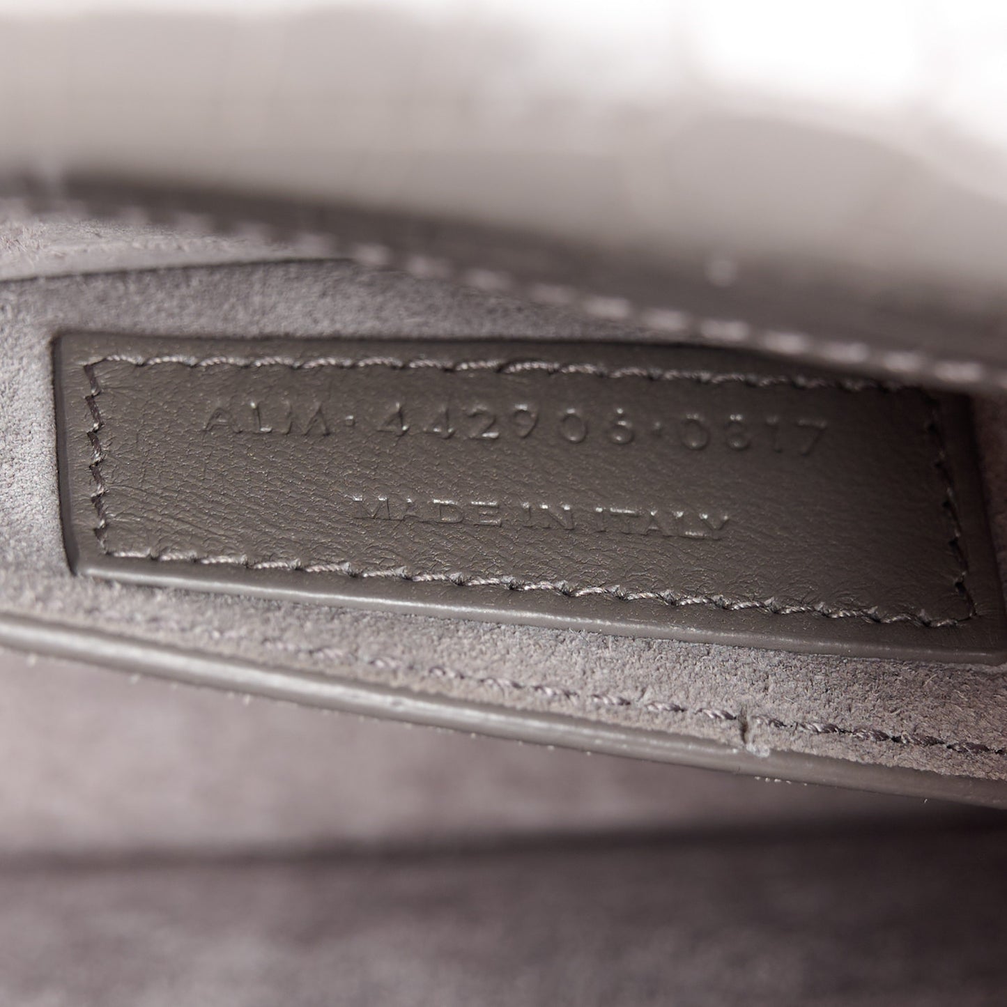 Calfskin Crocodile Embossed Medium Monogram Sunset Fog