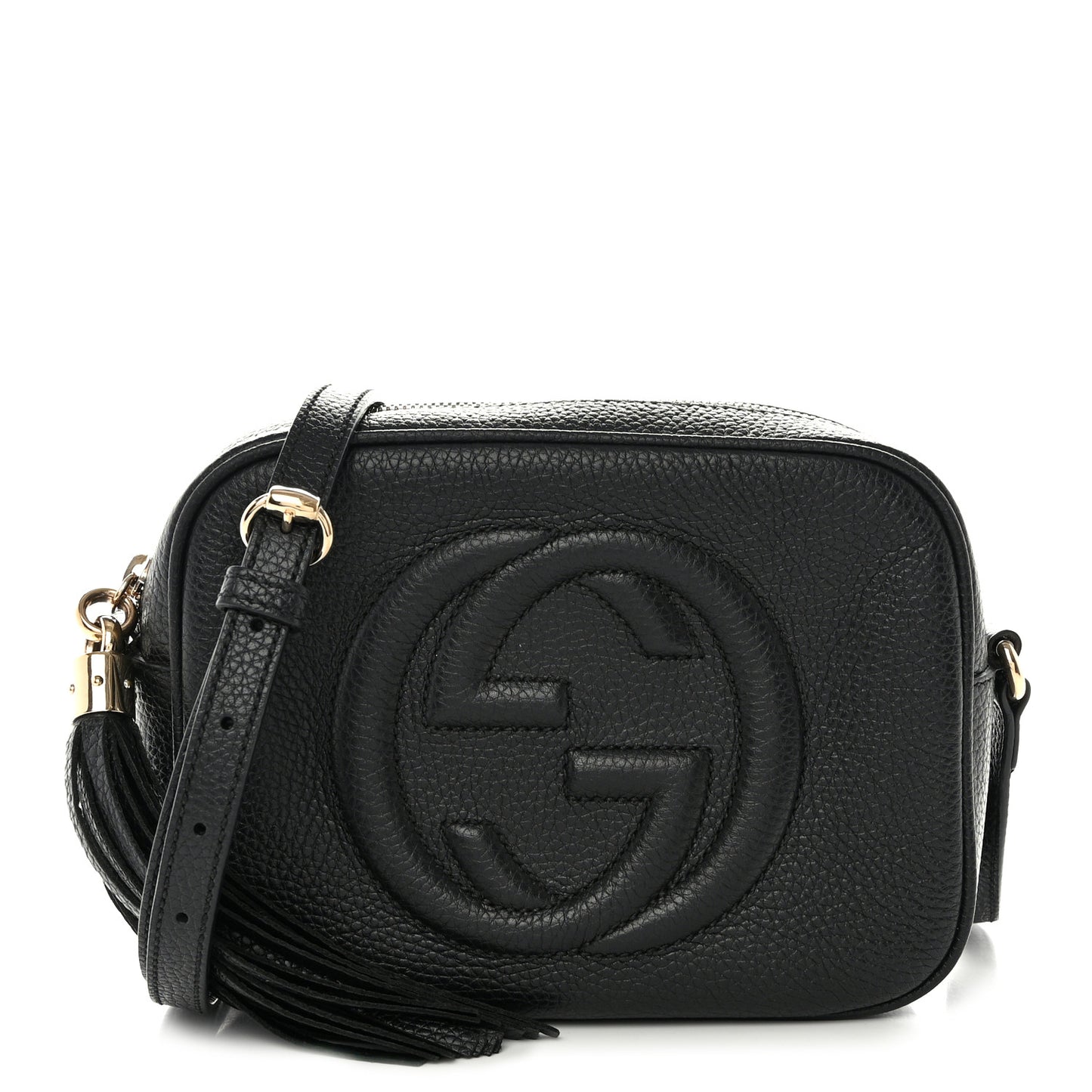 Pebbled Calfskin Small Soho Disco Bag Black