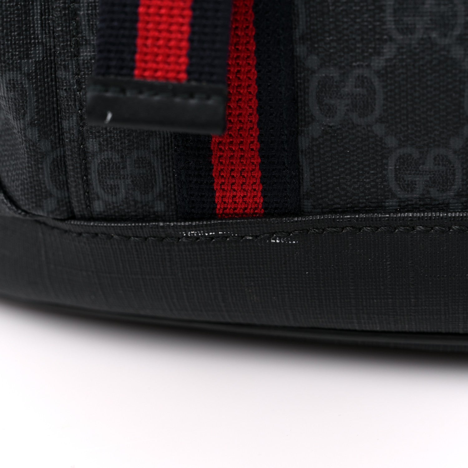 Gucci Soft GG Supreme Monogram Calfskin Web Double Buckle Backpack Black 13 of 19