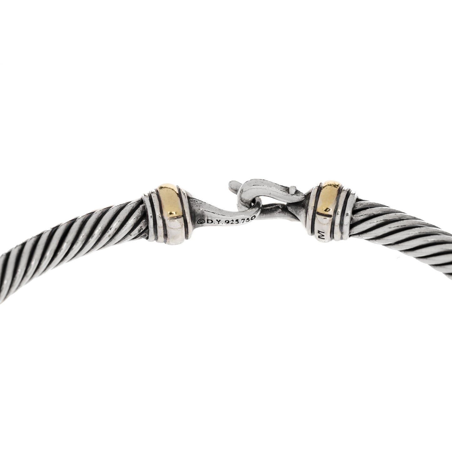 Sterling Silver 18K Yellow Gold 4mm Cable Classic Buckle Bracelet