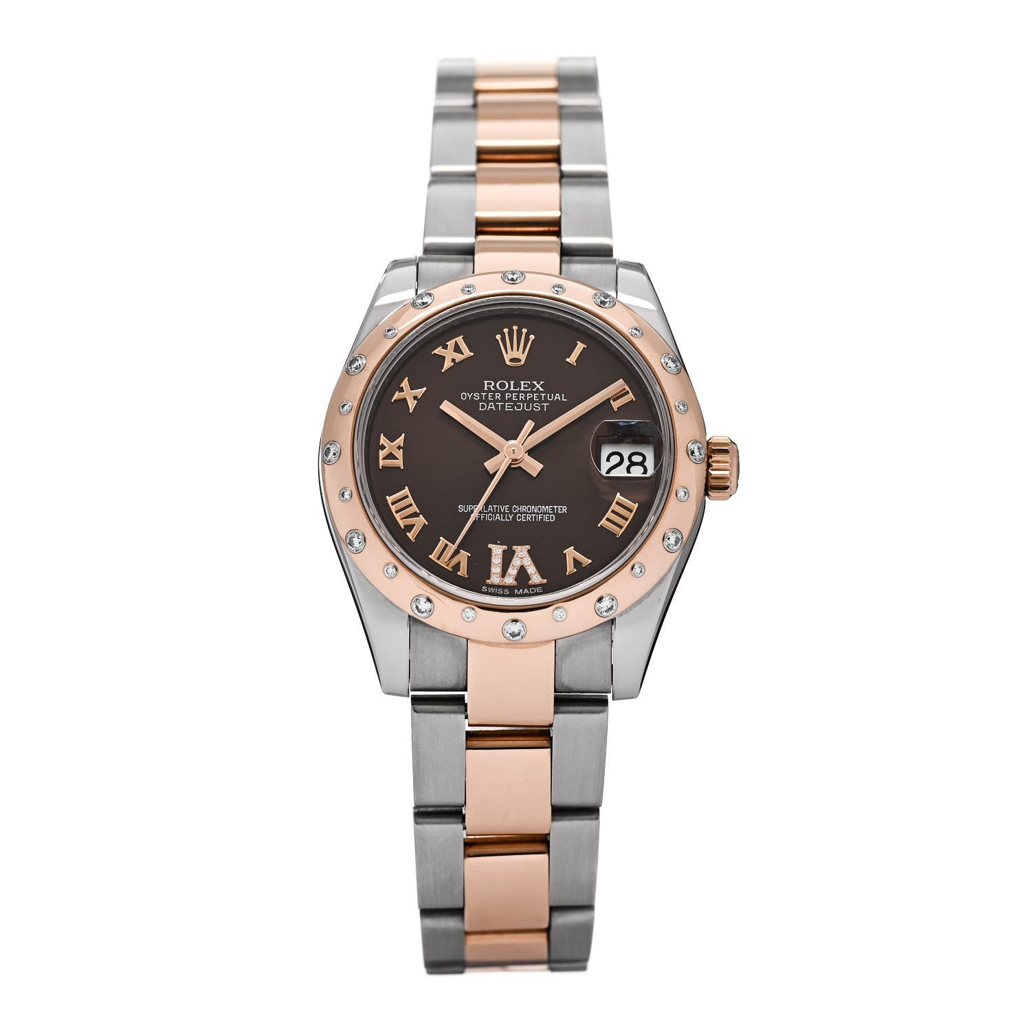 Rolex Stainless Steel 18K Everose Gold Diamond 31mm Oyster Perpetual Datejust Watch Chocolate Roman 178341 1 of 5