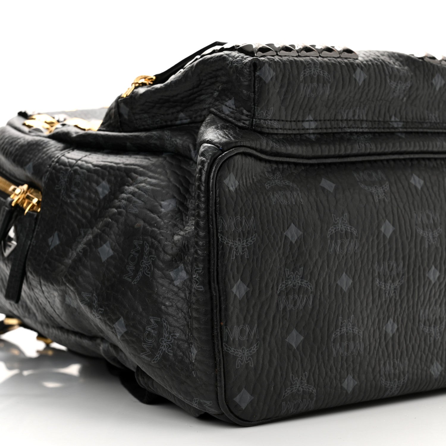 MCM Visetos Studded Medium Stark M Backpack Black 8 of 9