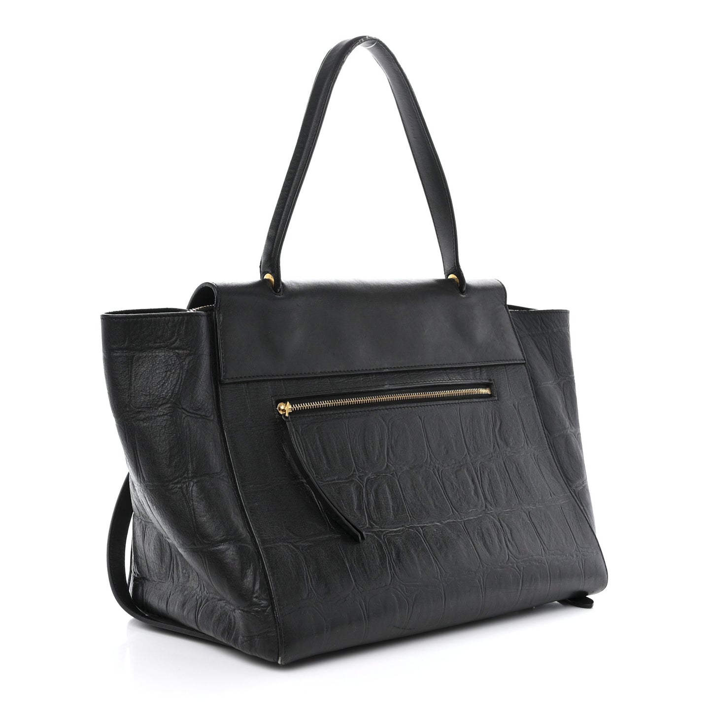 Calfskin Crocodile Embossed Small Belt Bag Black