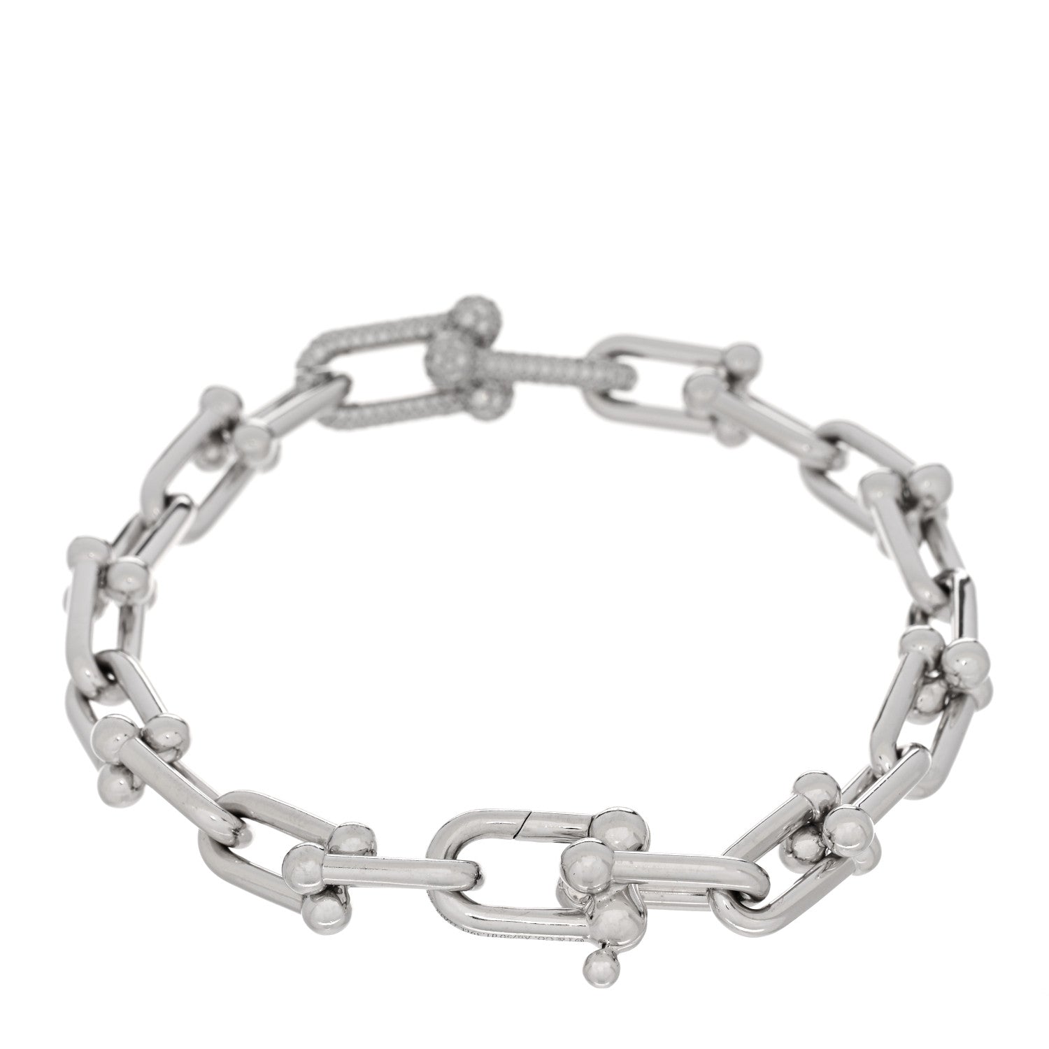 Tiffany 18K White Gold Diamond Medium HardWear Link Bracelet 2 of 4