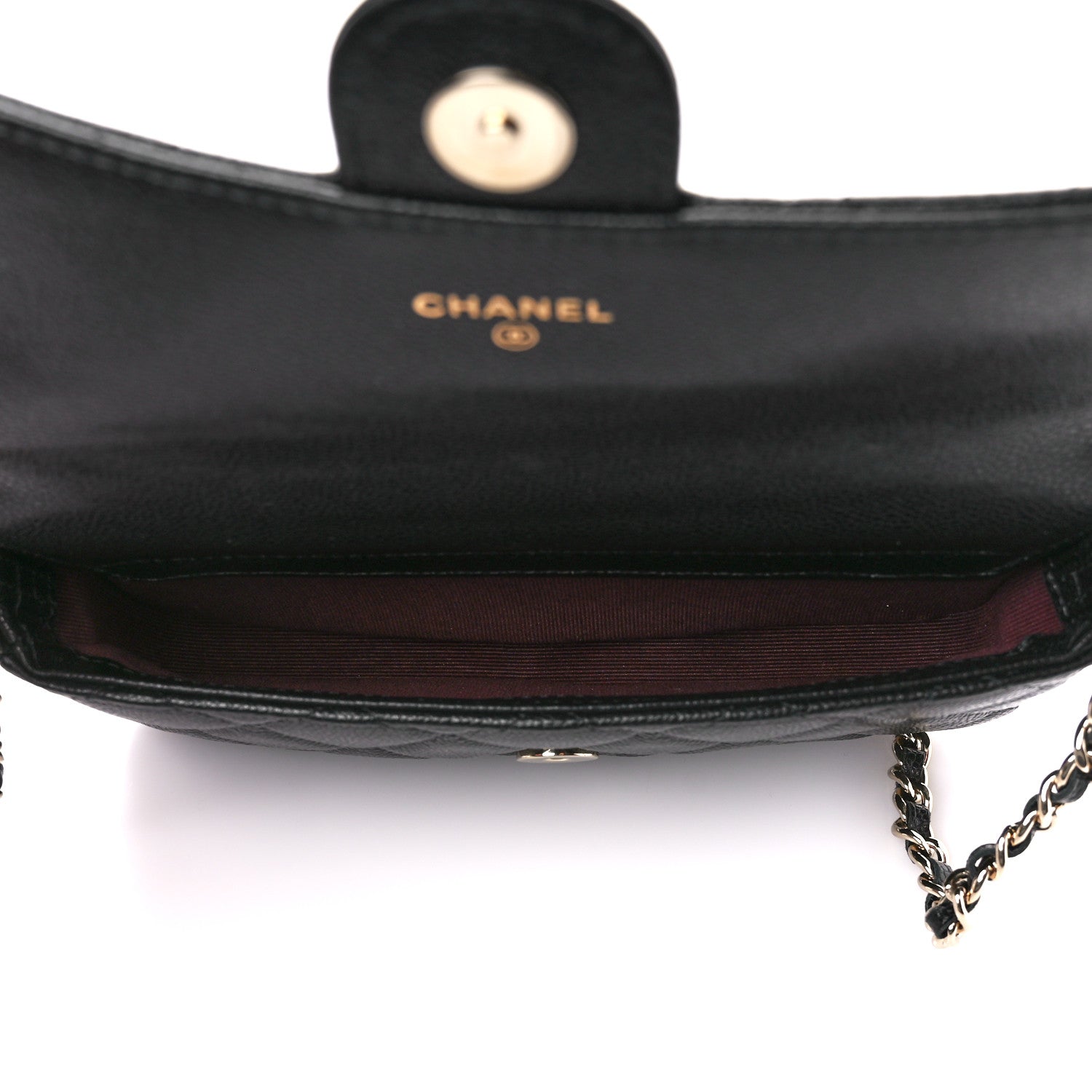 Chanel Caviar Quilted Flap Phone Holder With Chain Black 5 of 15