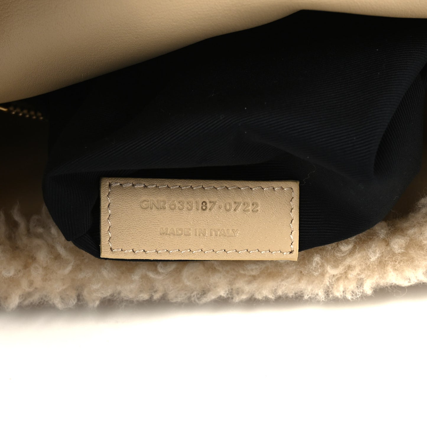 Calfskin Shearling Monogram Medium Niki Chain Satchel Natural Beige