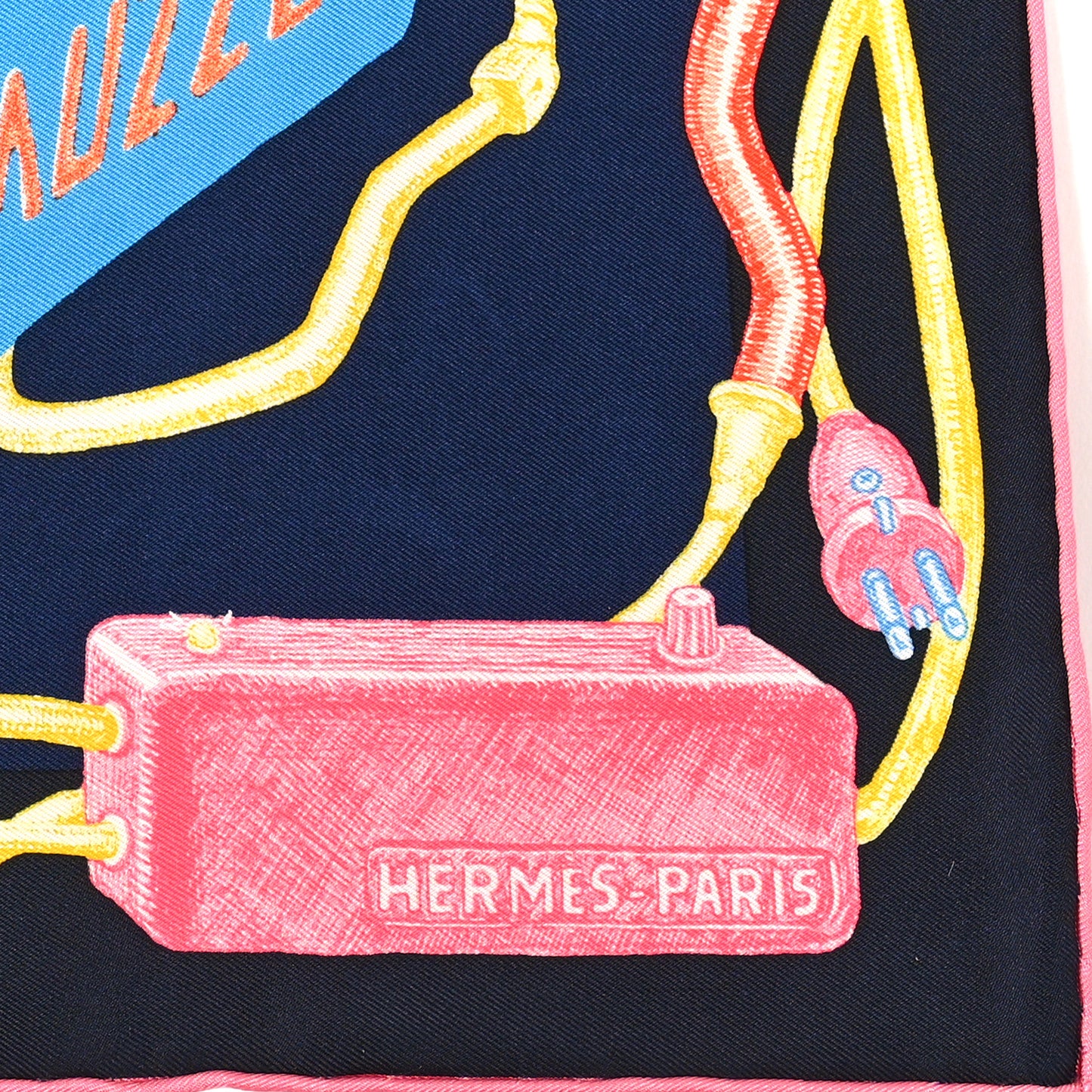 Silk Gavroche Chevaloscope Scarf 45 Neon Marine Rose Jaune