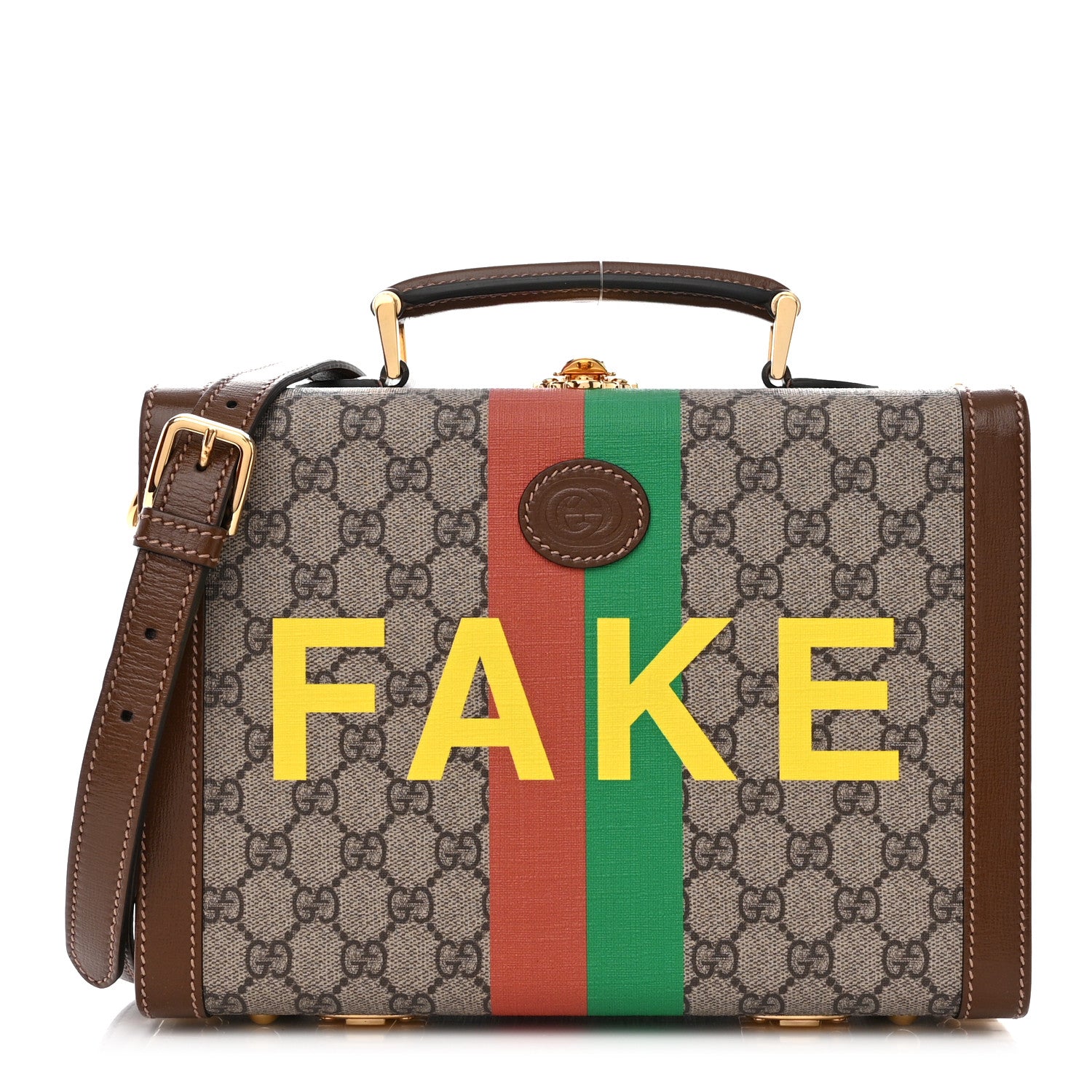 Gucci GG Supreme Monogram Azalea Calfskin Fake/Not Retro Interlocking G Beauty Case Beige Ebony Brown Sugar 1 of 10