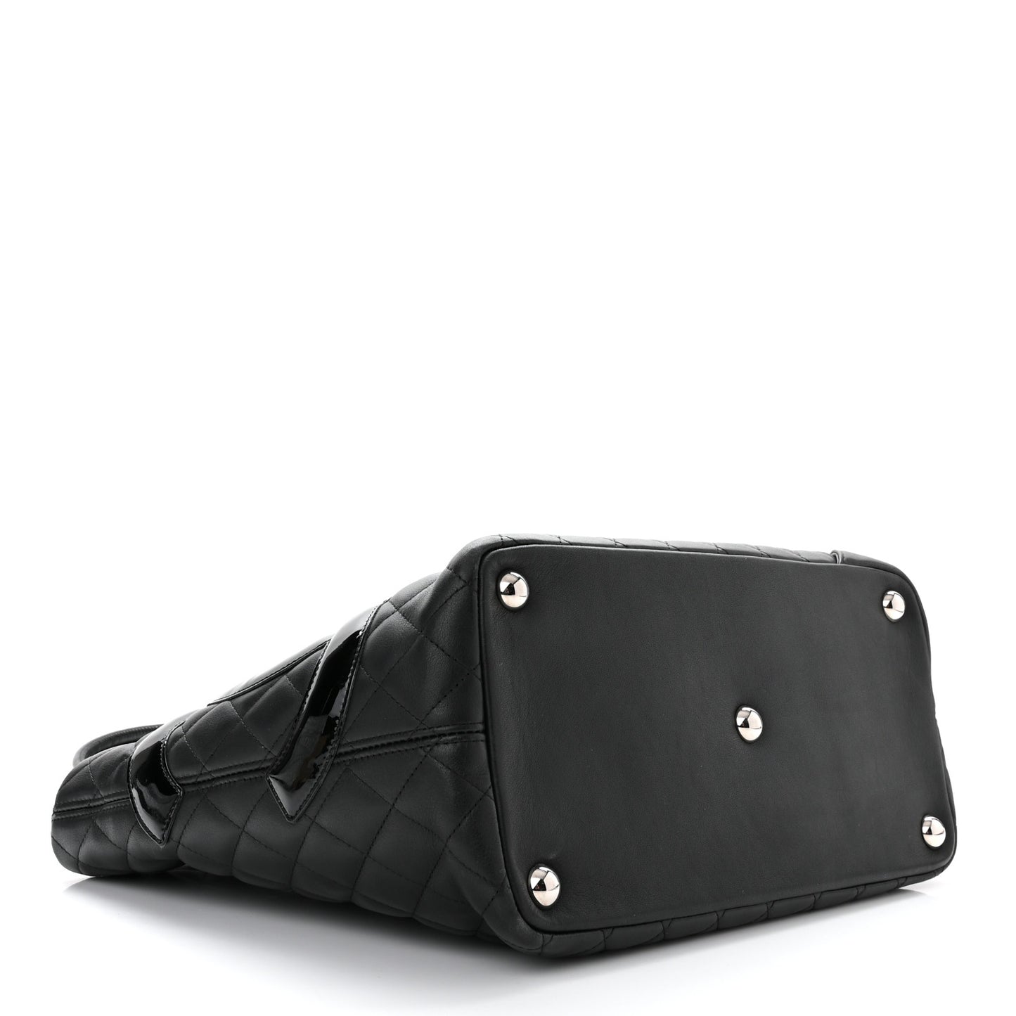 Calfskin Quilted Large Cambon Tote Black