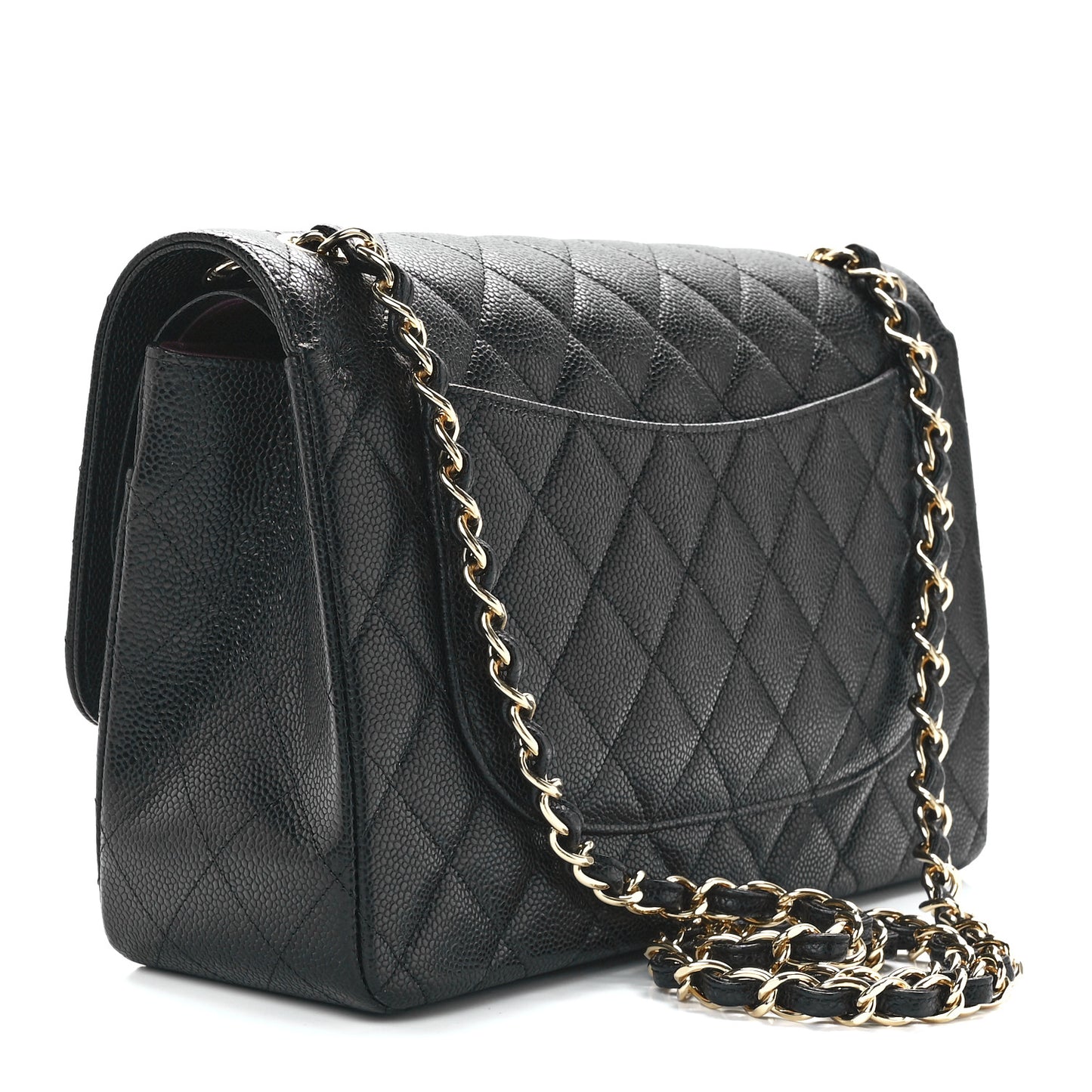 Caviar Quilted Jumbo Double Flap Black