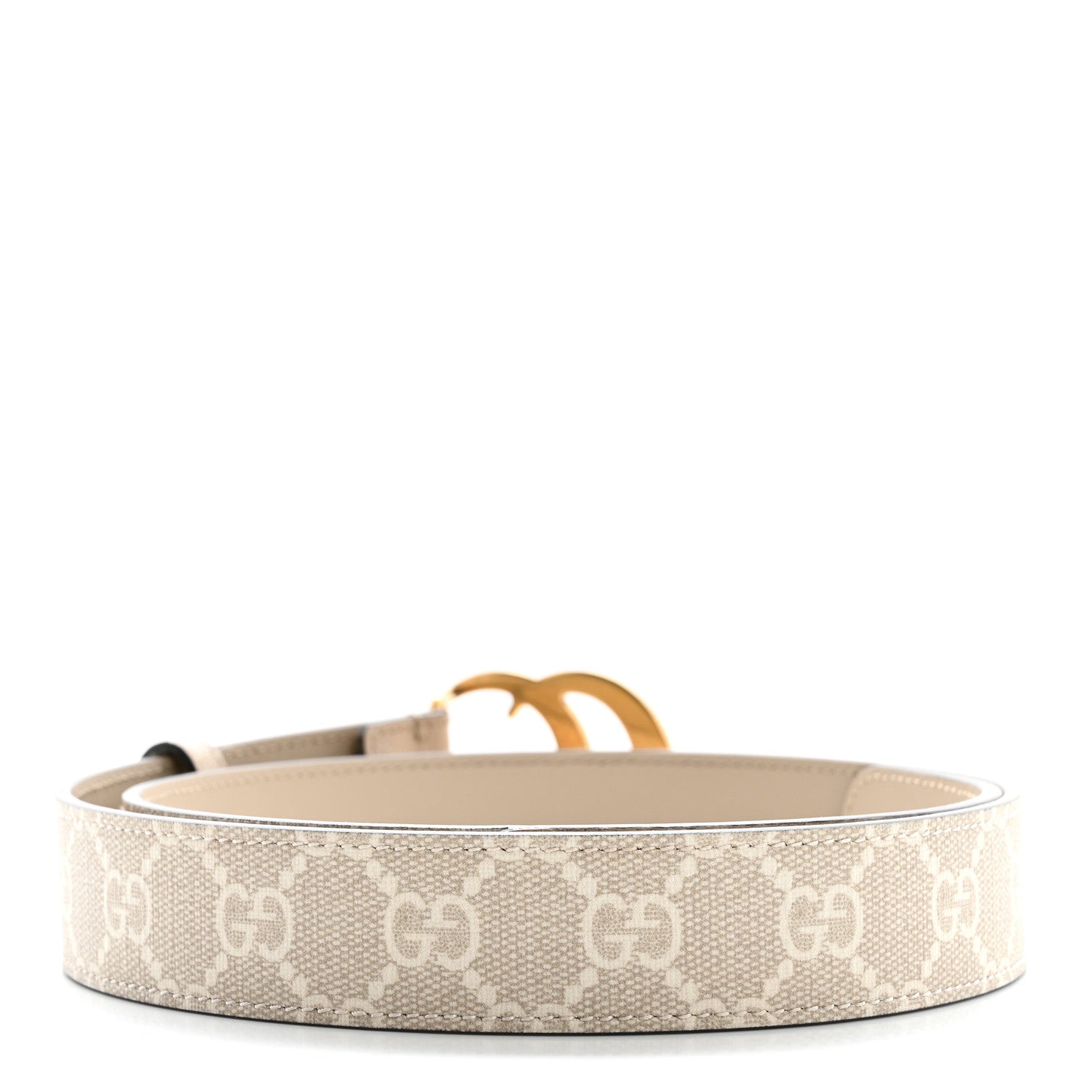 Gucci GG Supreme Monogram Calfskin Double G 30mm Belt 80 32 Beige Mystic White Oatmeal 2 of 6