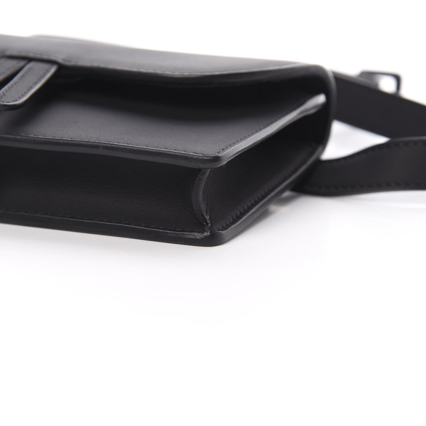 Ultra Matte Calfskin Saddle Belt Bag Black