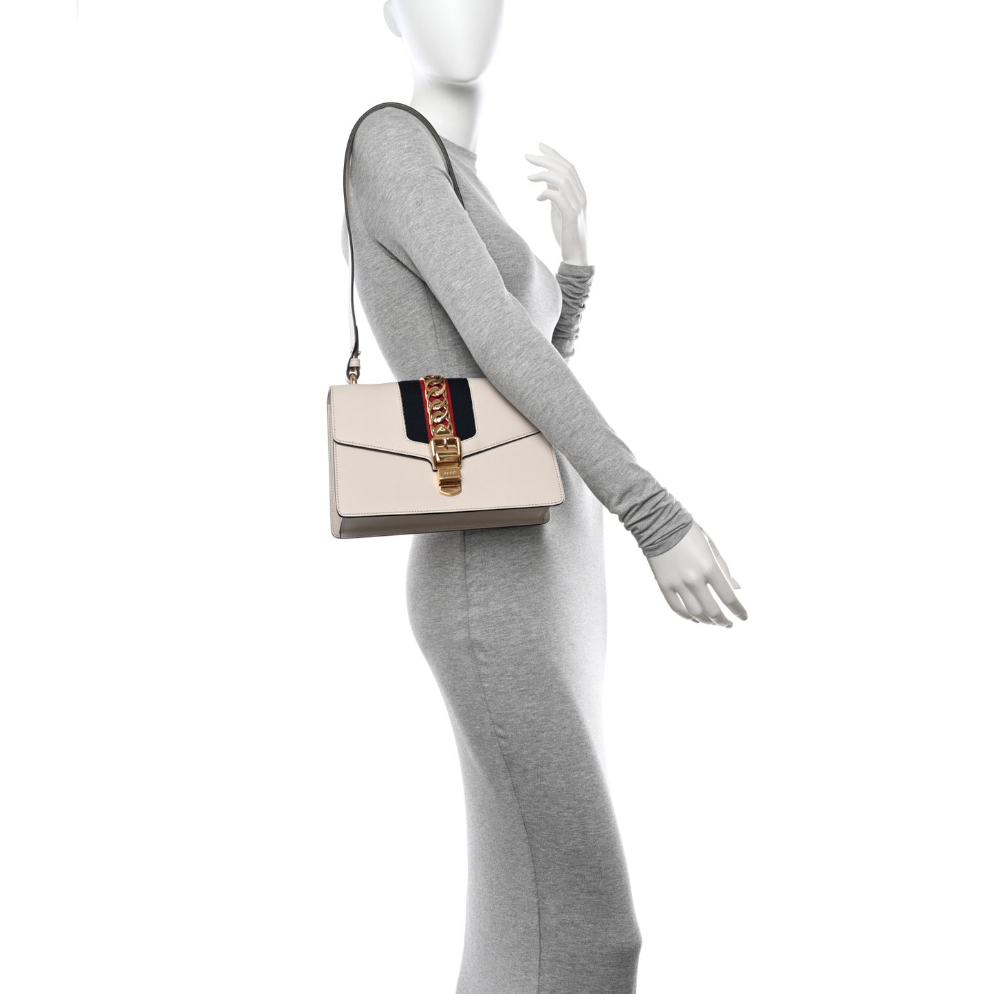 Calfskin Small Sylvie Shoulder Bag Off White
