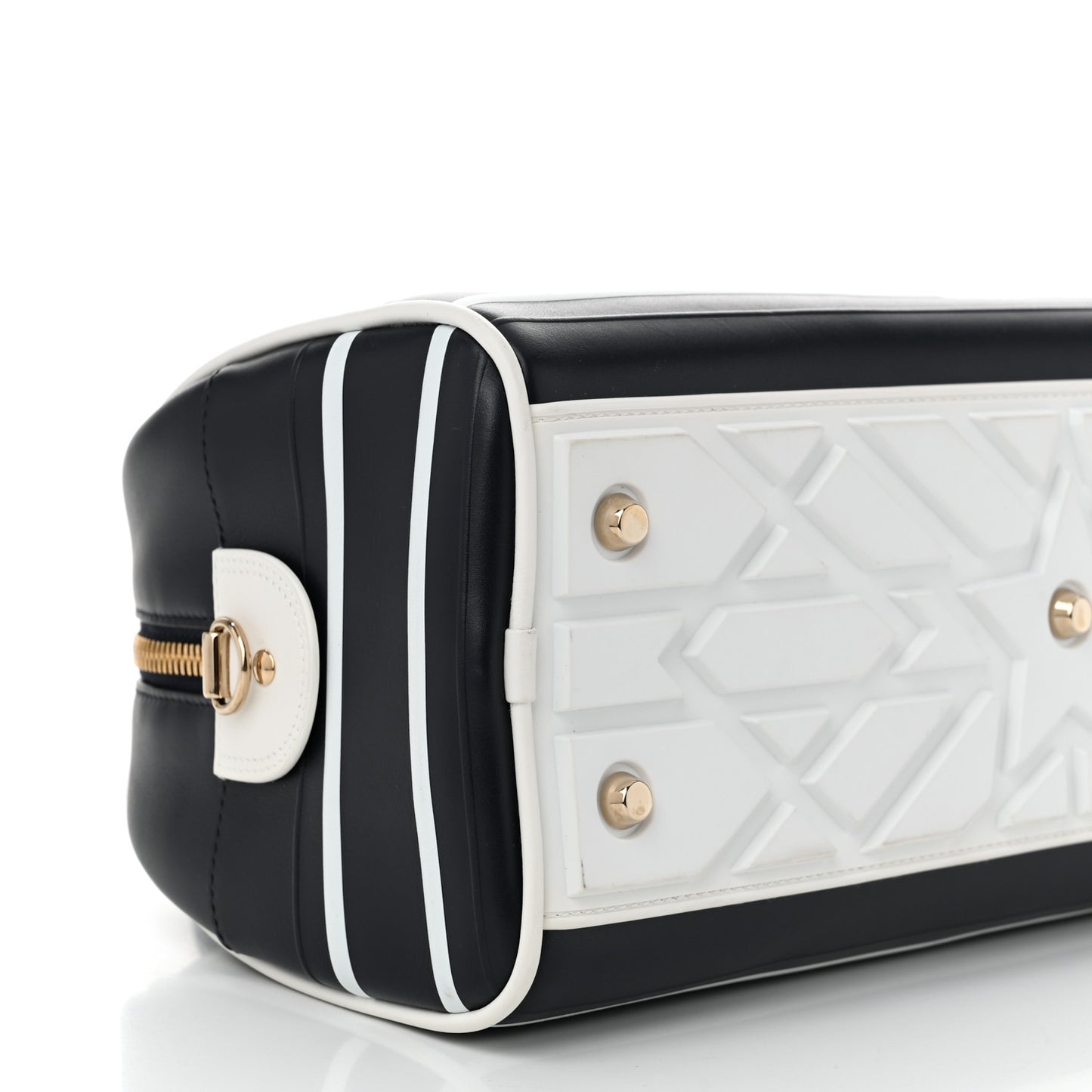 Calfskin Small Dior Vibe Zip Bowling Bag Blue White