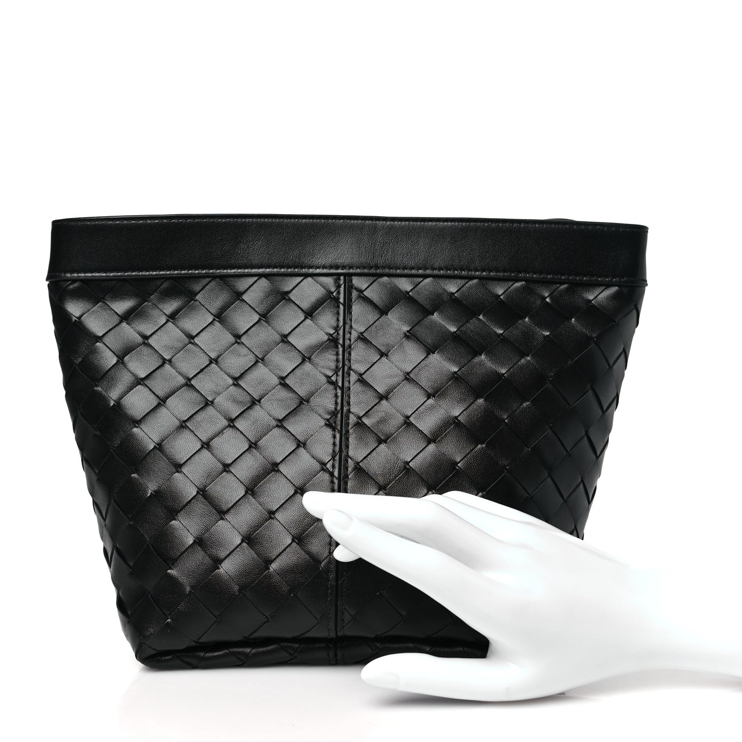 Nappa Intrecciato Medium Flip Flap Pouch Black