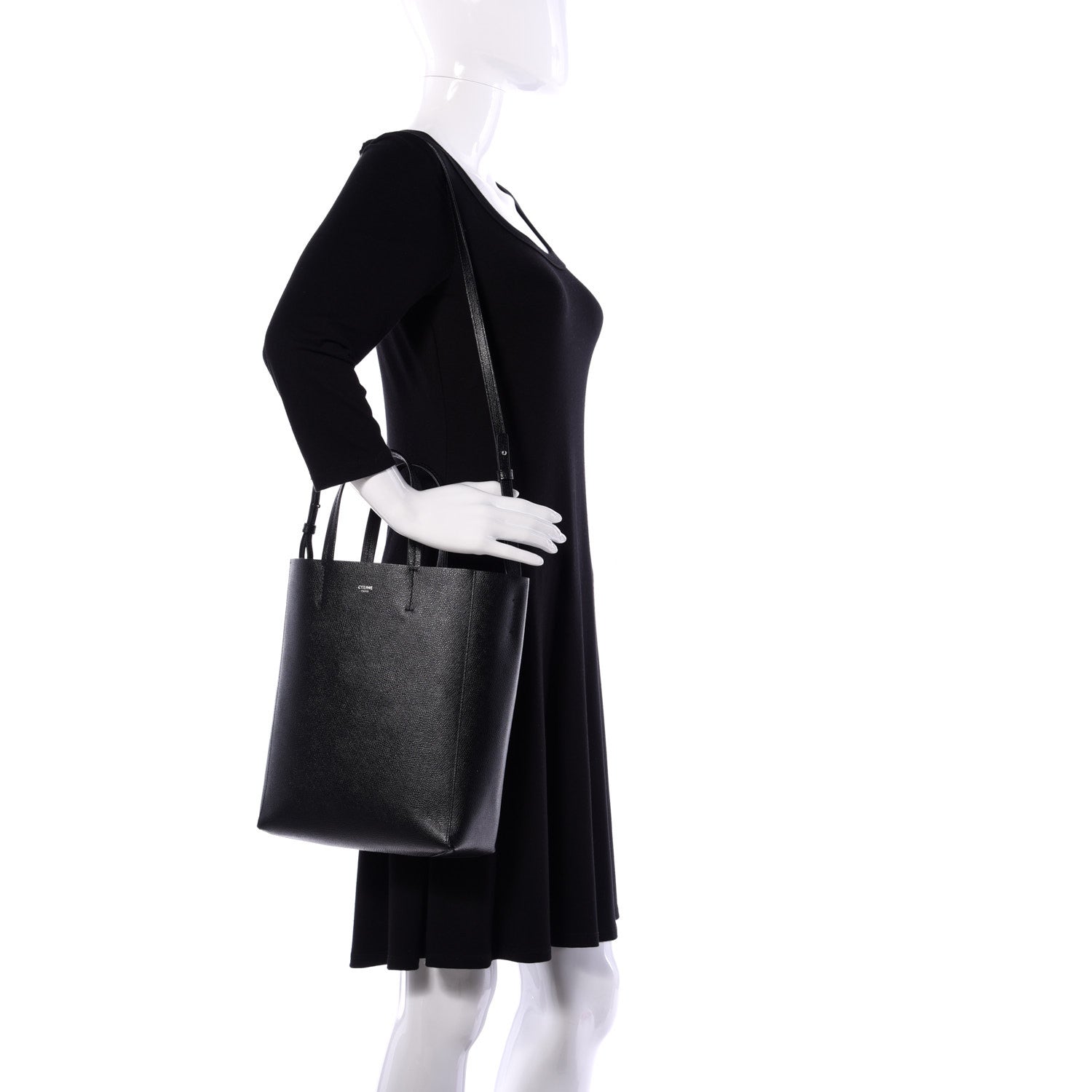 Celine Grained Calfskin Small Vertical Cabas Black 3 of 10