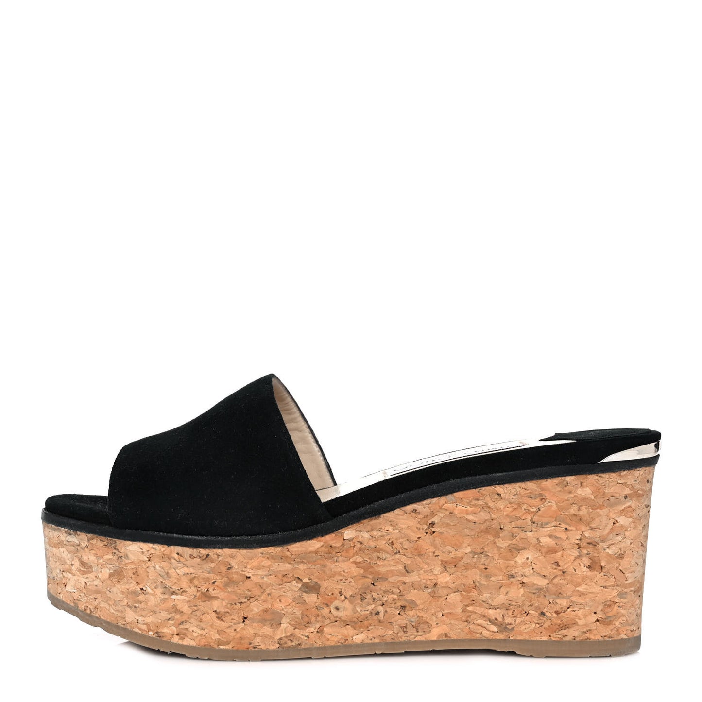 Suede Cork DeeDee Platform Wedge Slide Sandals 37.5 Black