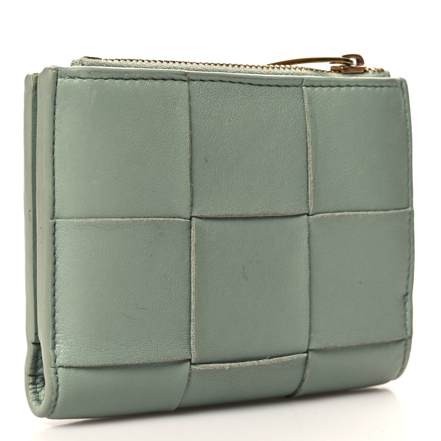 Nappa Maxi Intrecciato Bifold Zip Wallet New Sauge